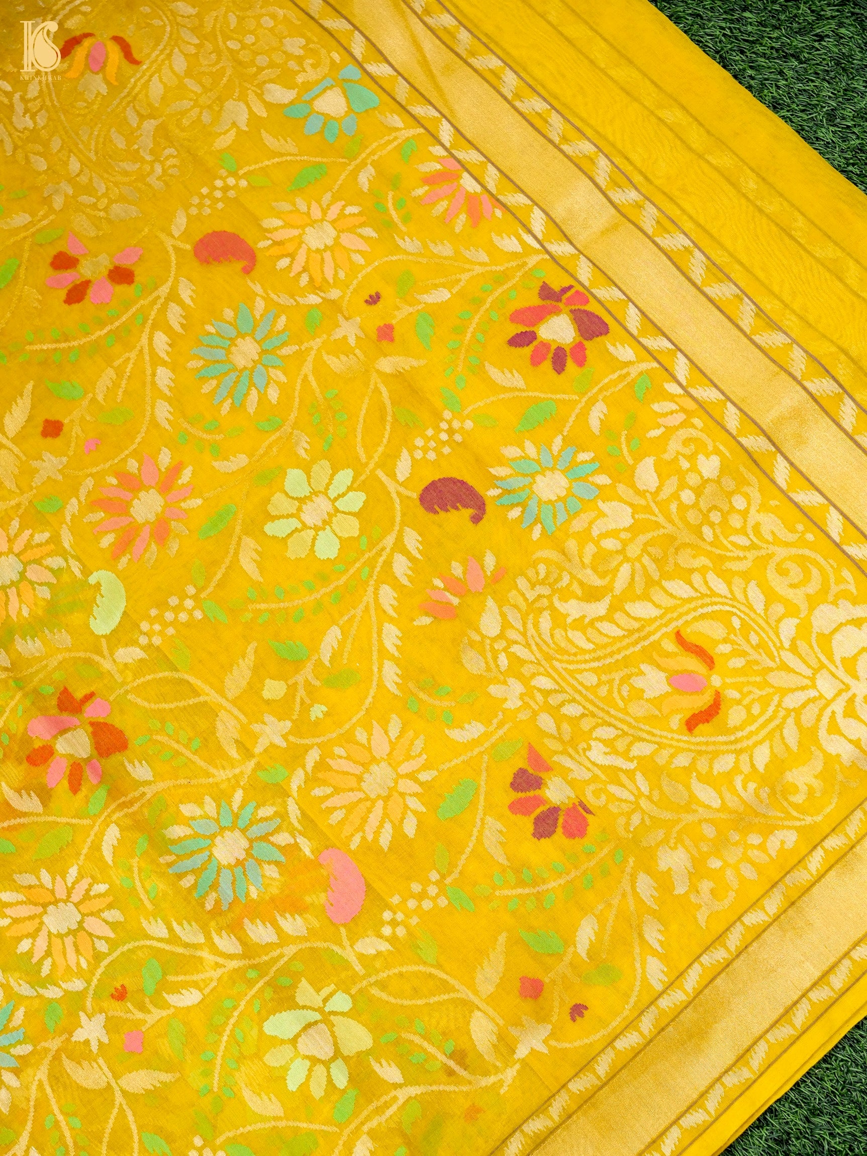 Handloom Banarasi Real Silver Zari Cotton Pitambari Saree