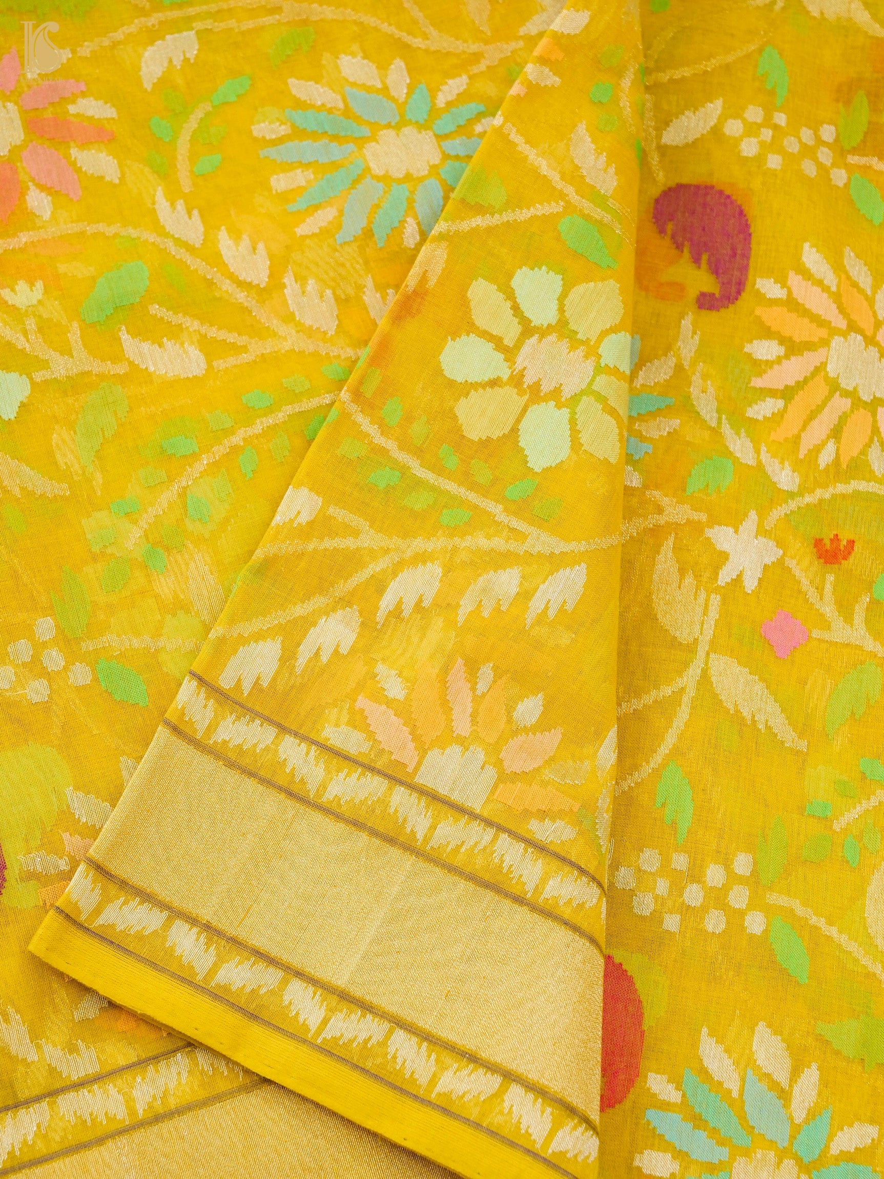 Handloom Banarasi Real Silver Zari Cotton Pitambari Saree