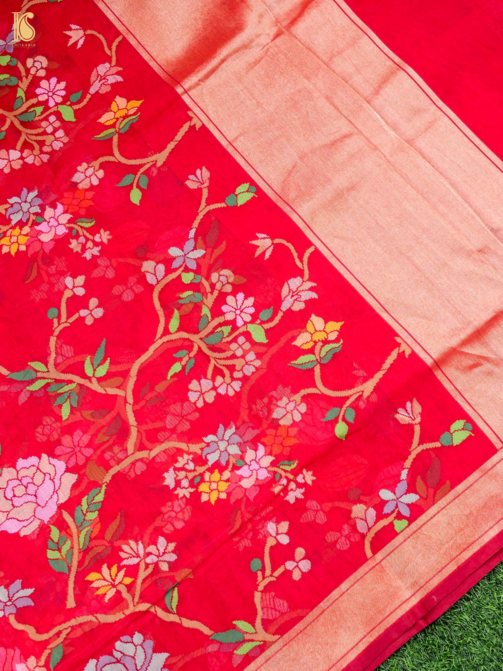 Handloom Banarasi Real Siver Zari Cotton Rakhtambari Saree