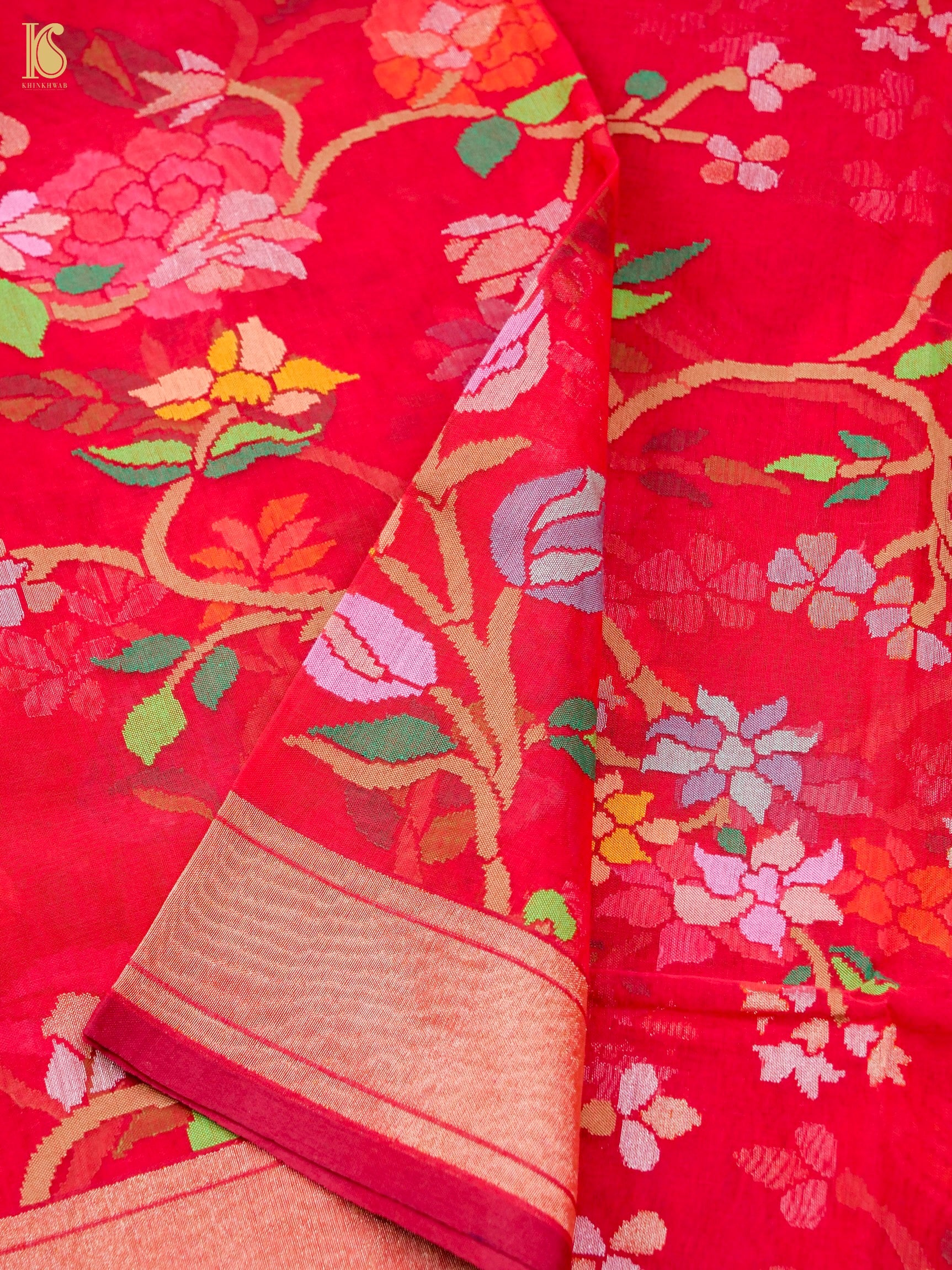Handloom Banarasi Real Siver Zari Cotton Rakhtambari Saree