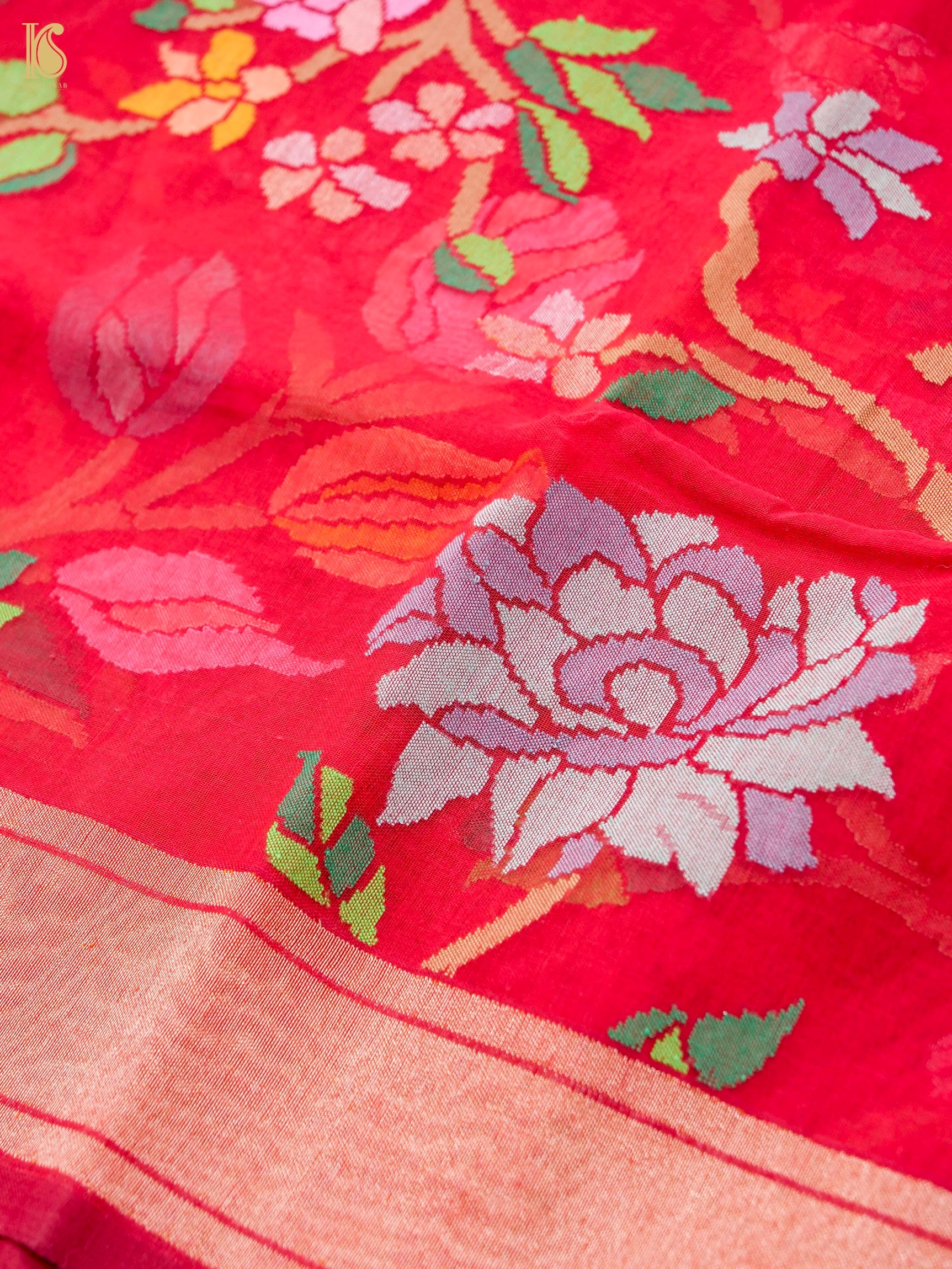 Handloom Banarasi Real Siver Zari Cotton Rakhtambari Saree
