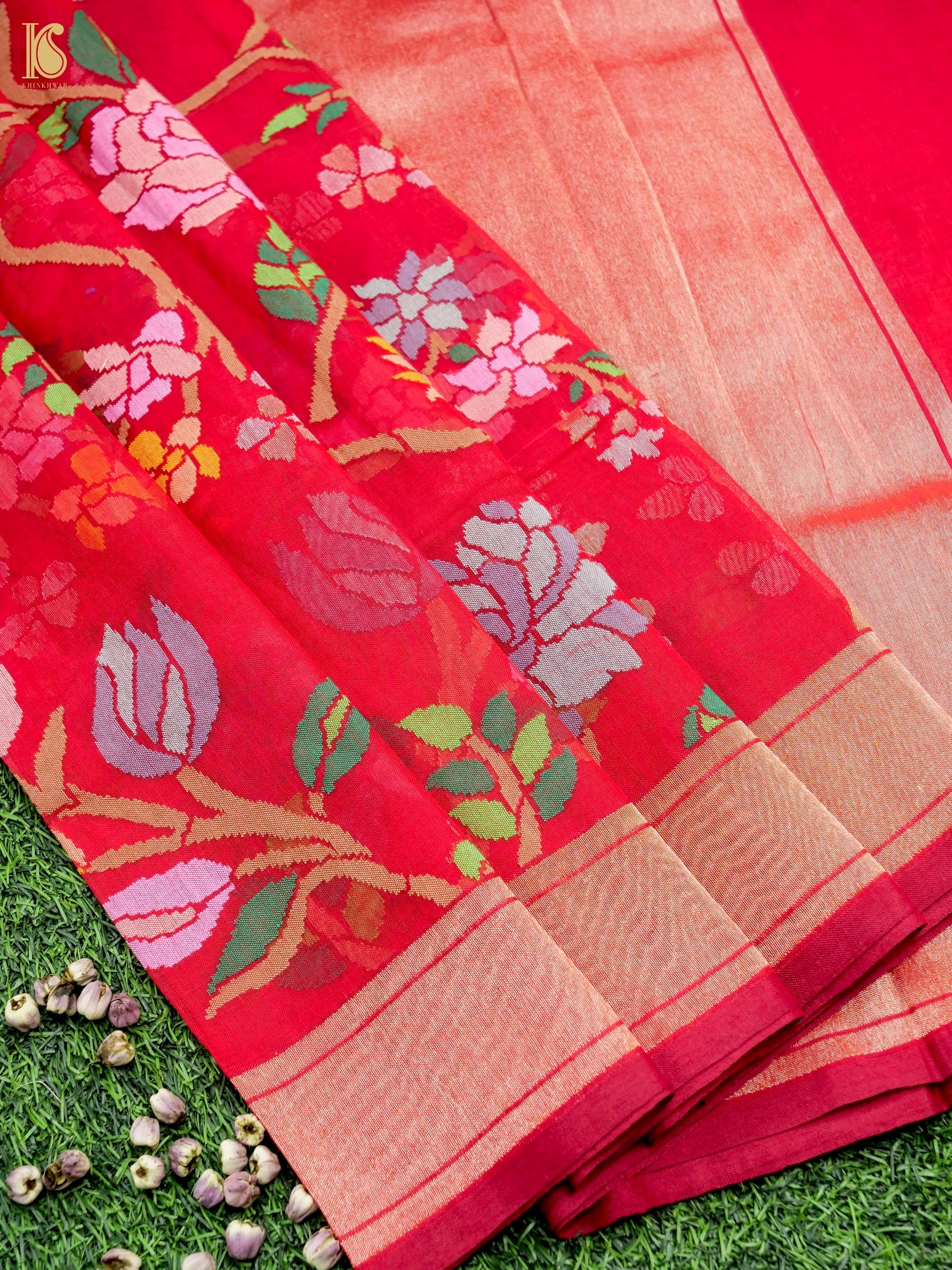 Handloom Banarasi Real Siver Zari Cotton Rakhtambari Saree