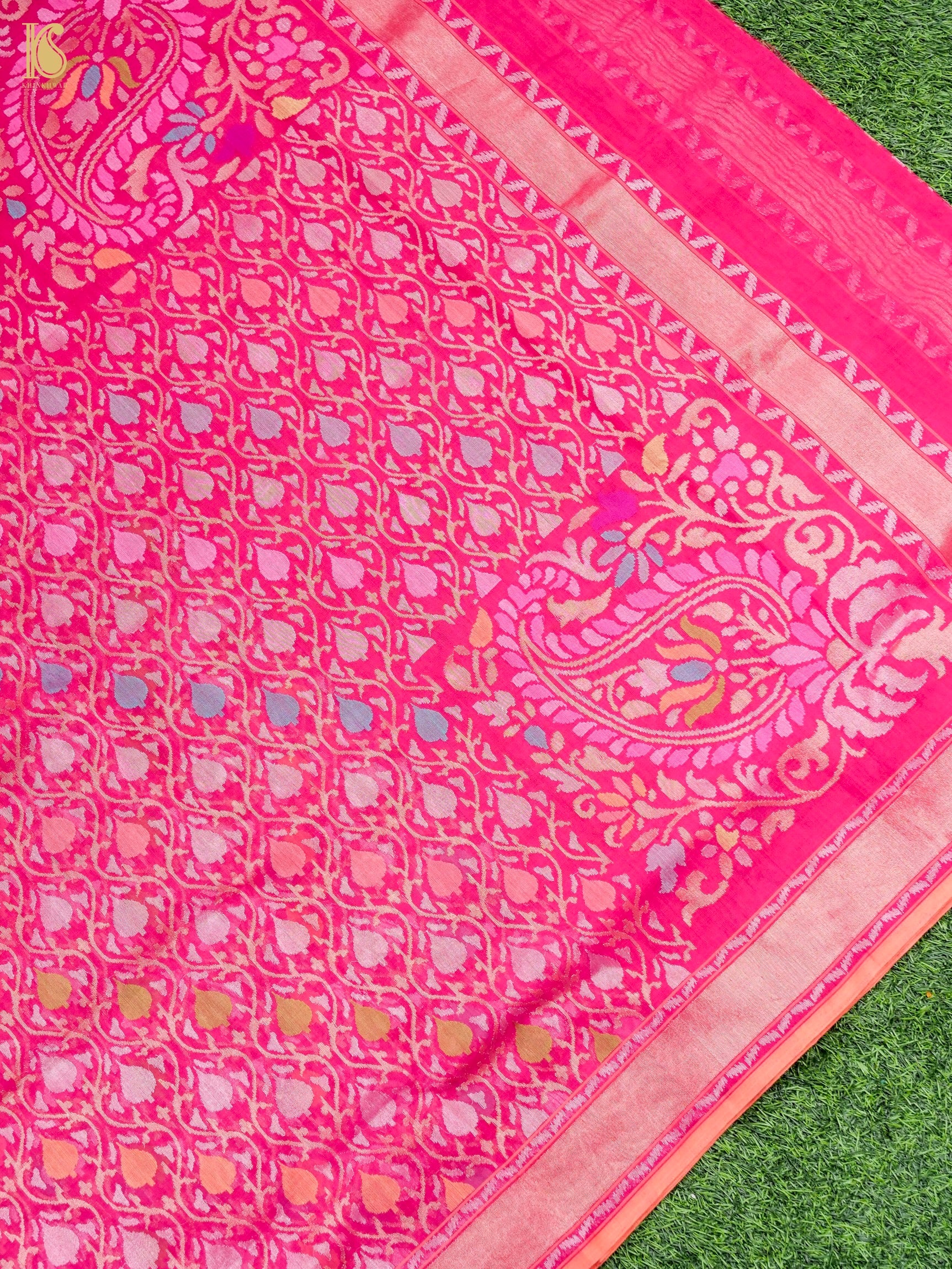 Handloom Banarasi Real Siver Zari Cotton Saree