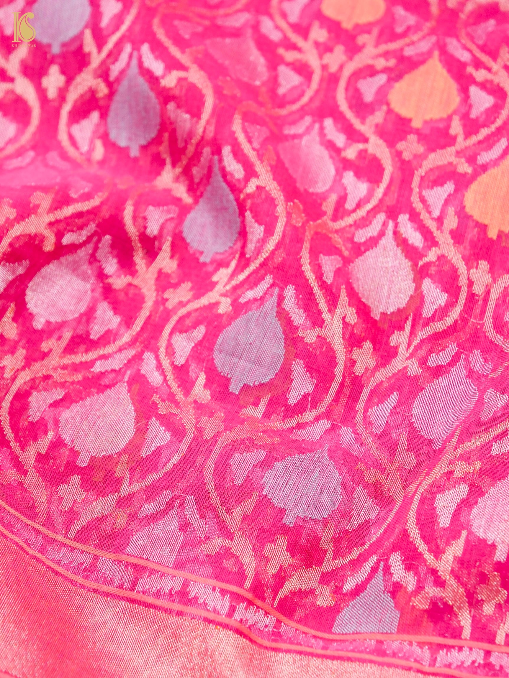 Handloom Banarasi Real Siver Zari Cotton Saree