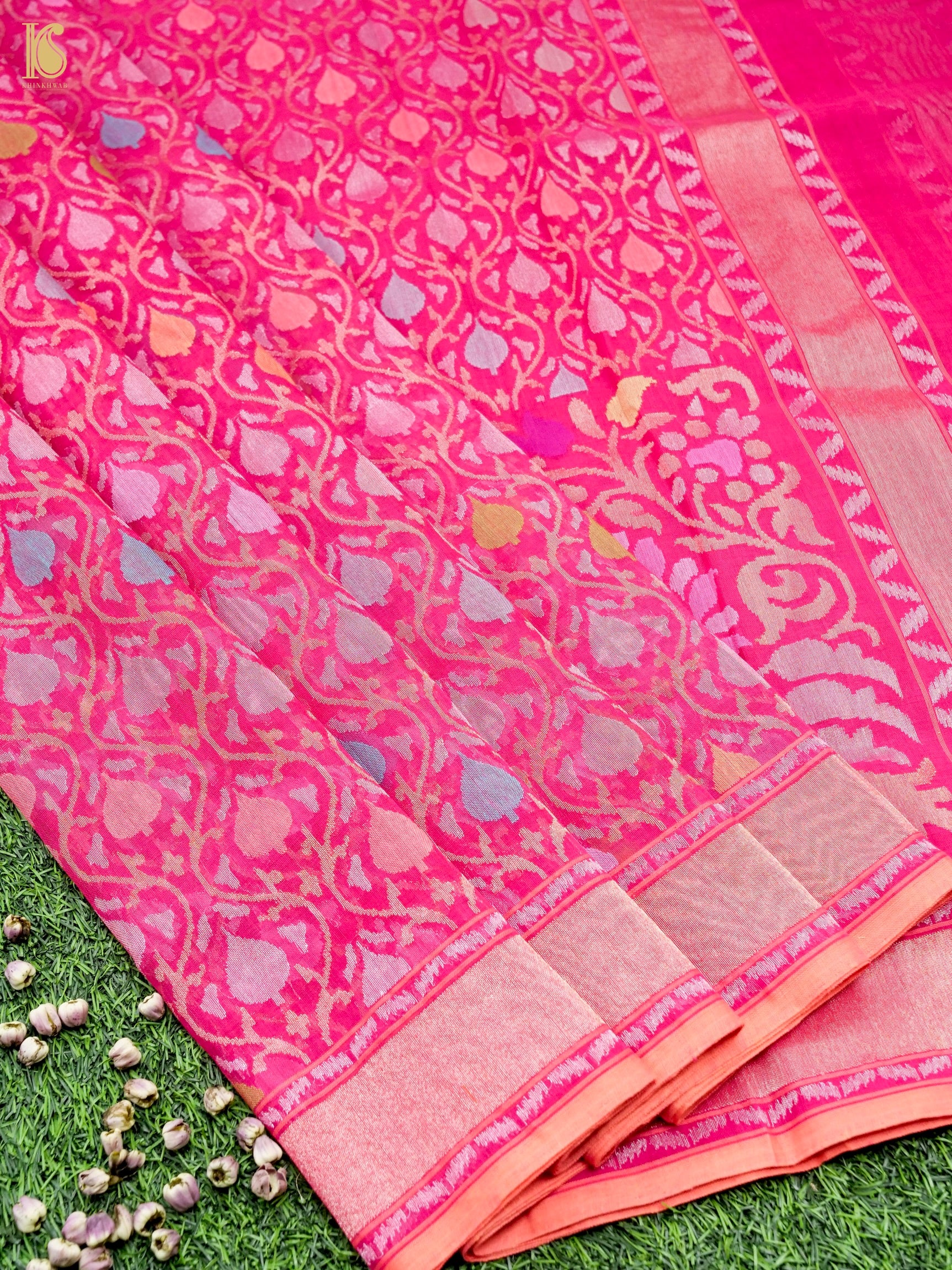 Handloom Banarasi Real Siver Zari Cotton Saree