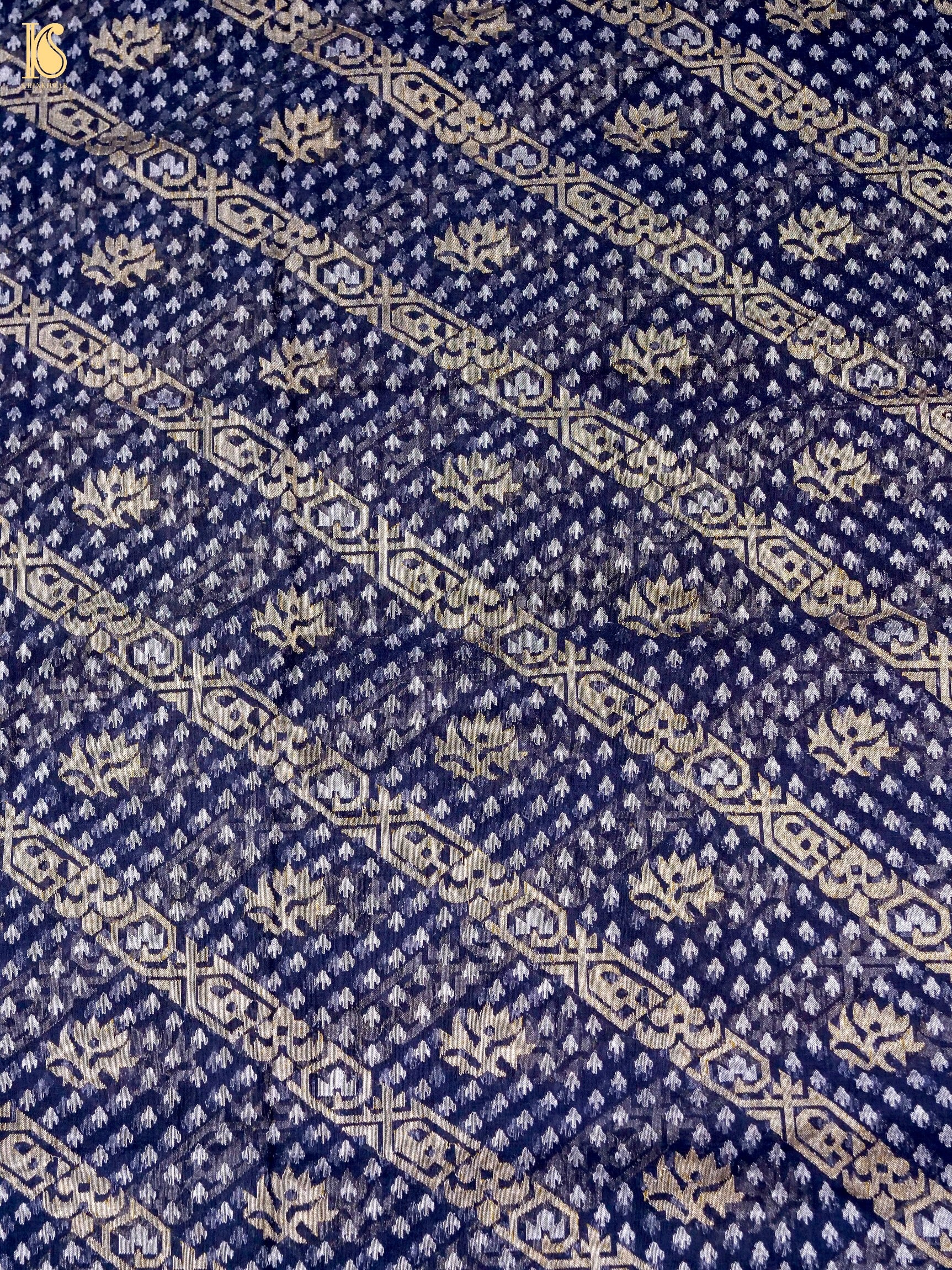 Handloom Banarasi Real Siver Zari Cotton Neelambari Saree