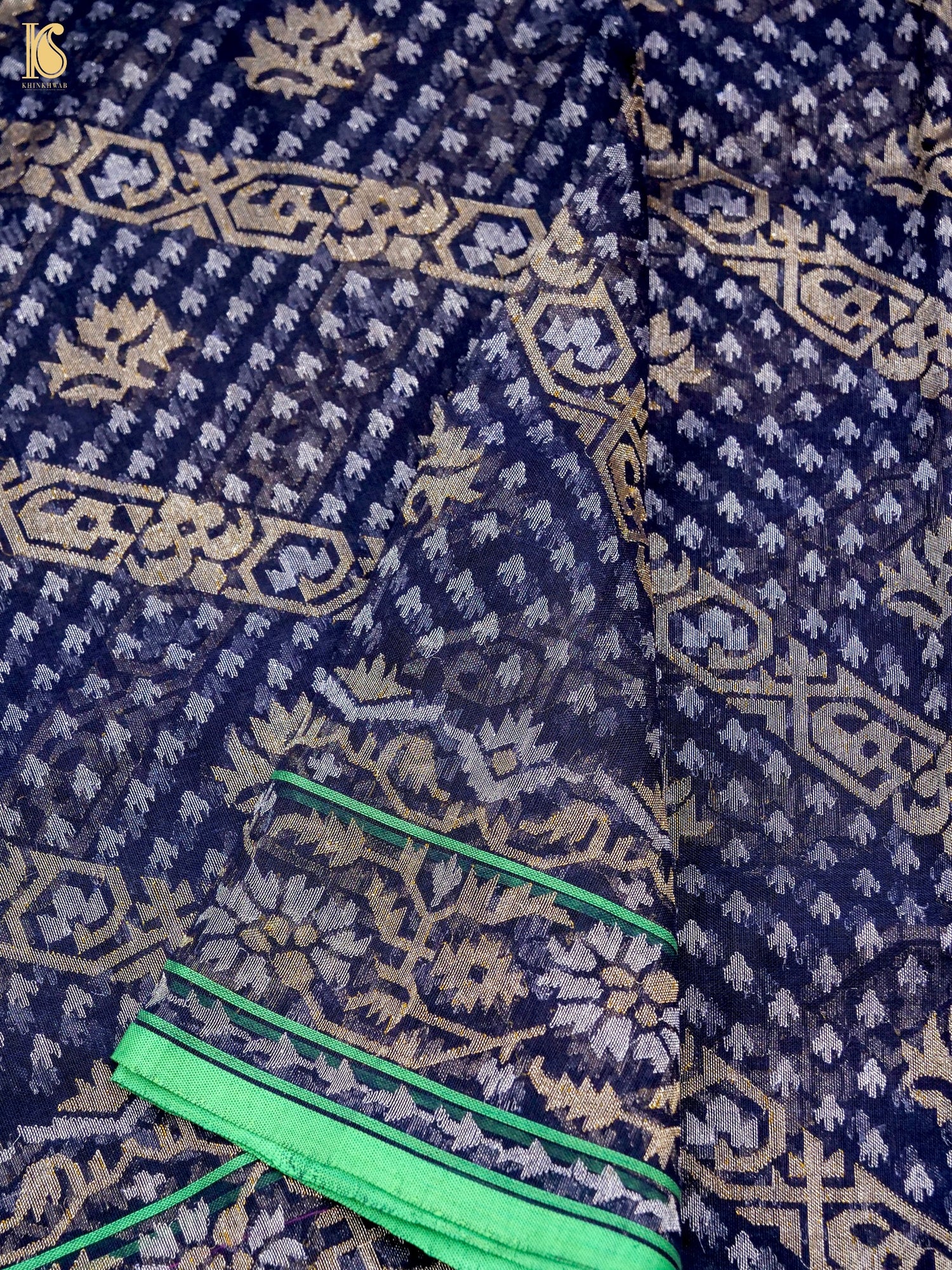 Handloom Banarasi Real Siver Zari Cotton Neelambari Saree