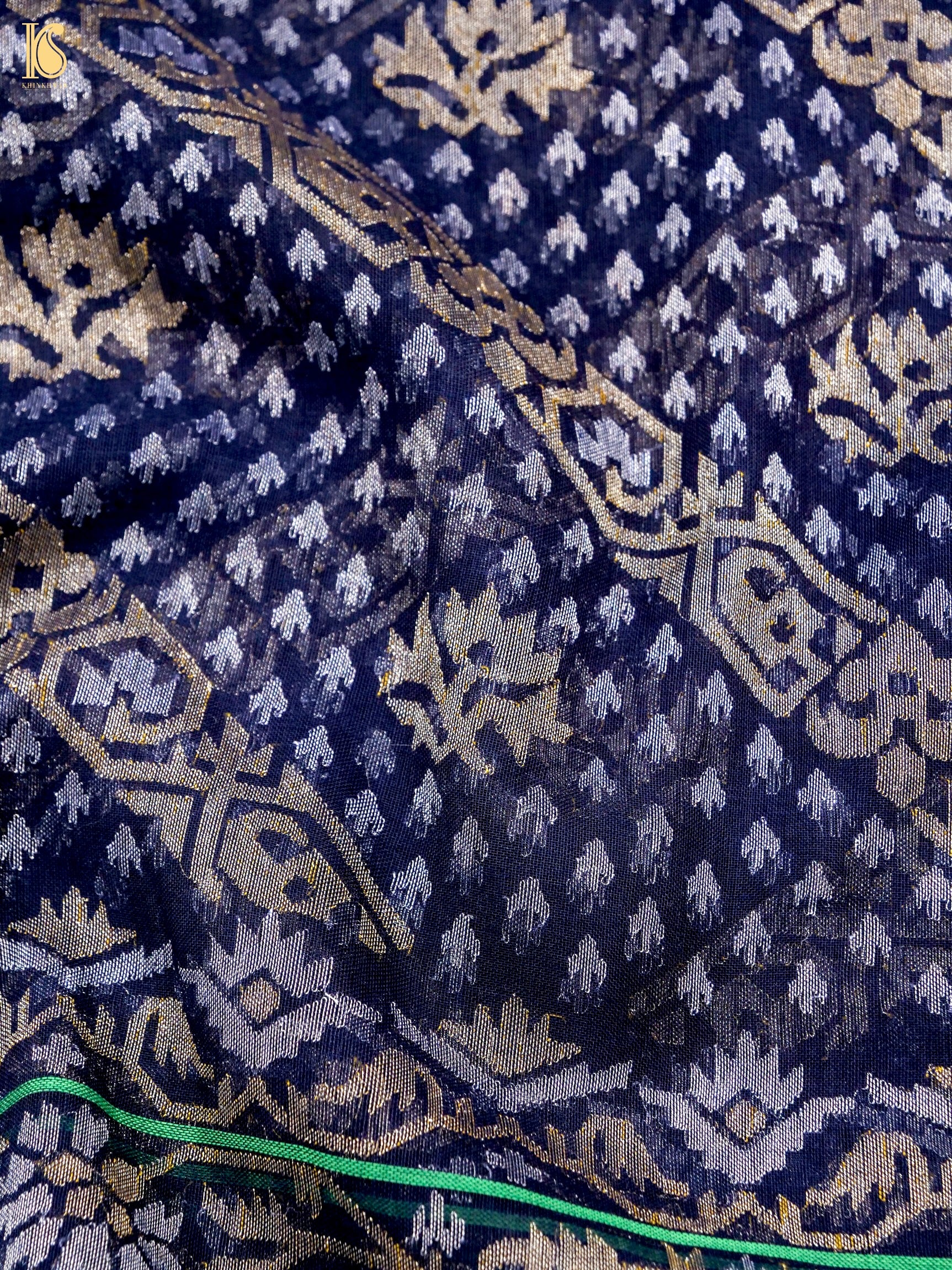 Handloom Banarasi Real Siver Zari Cotton Neelambari Saree