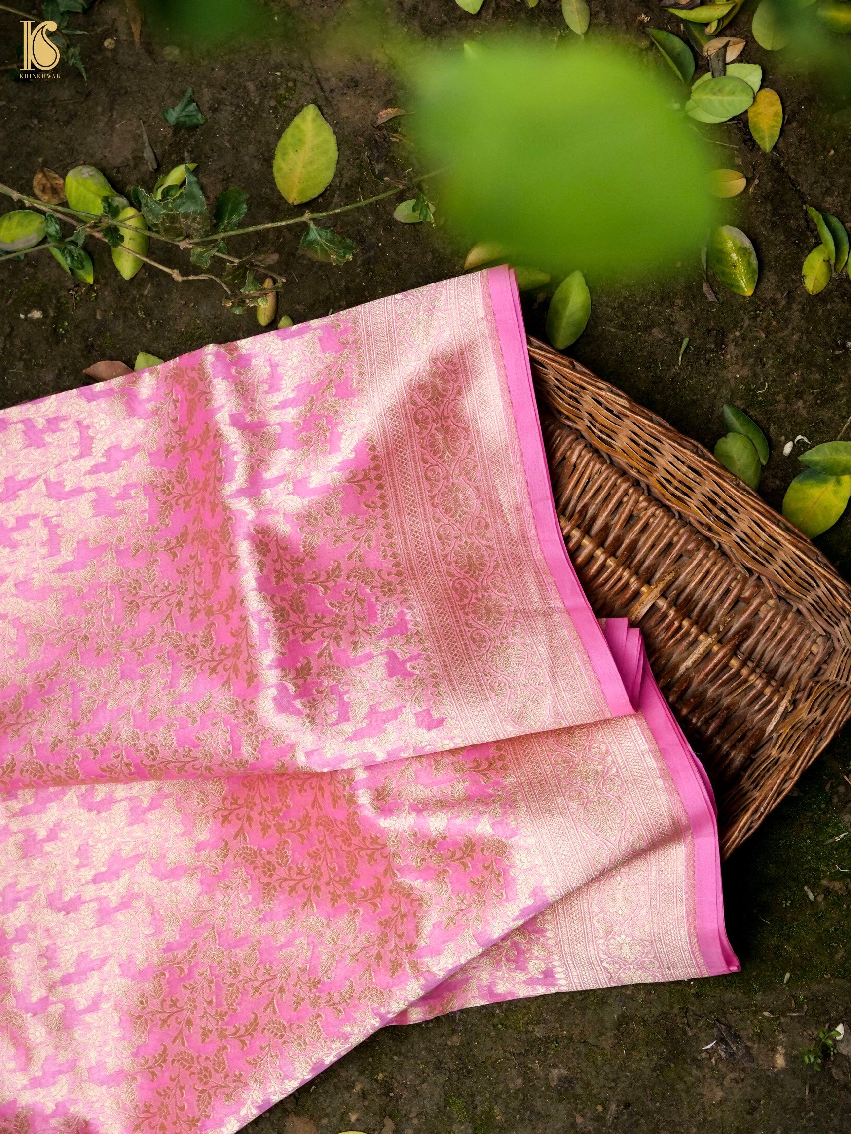 Handloom Kora Banarasi Jaal Saree