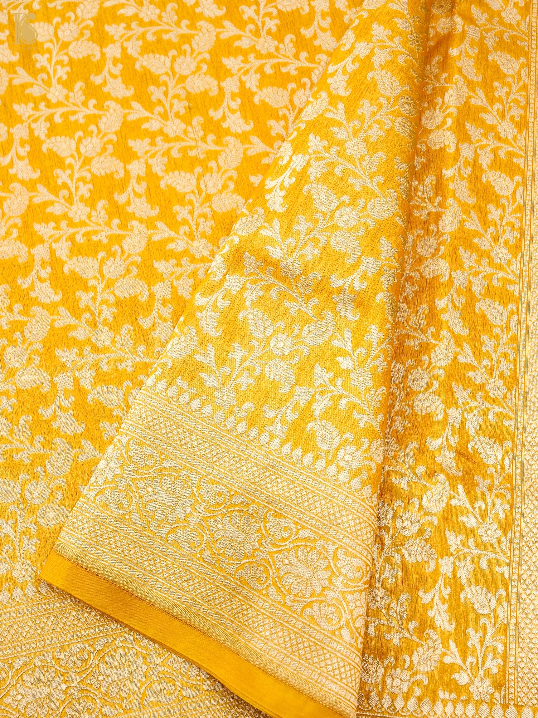 Handloom Kora Banarasi Jaal Saree