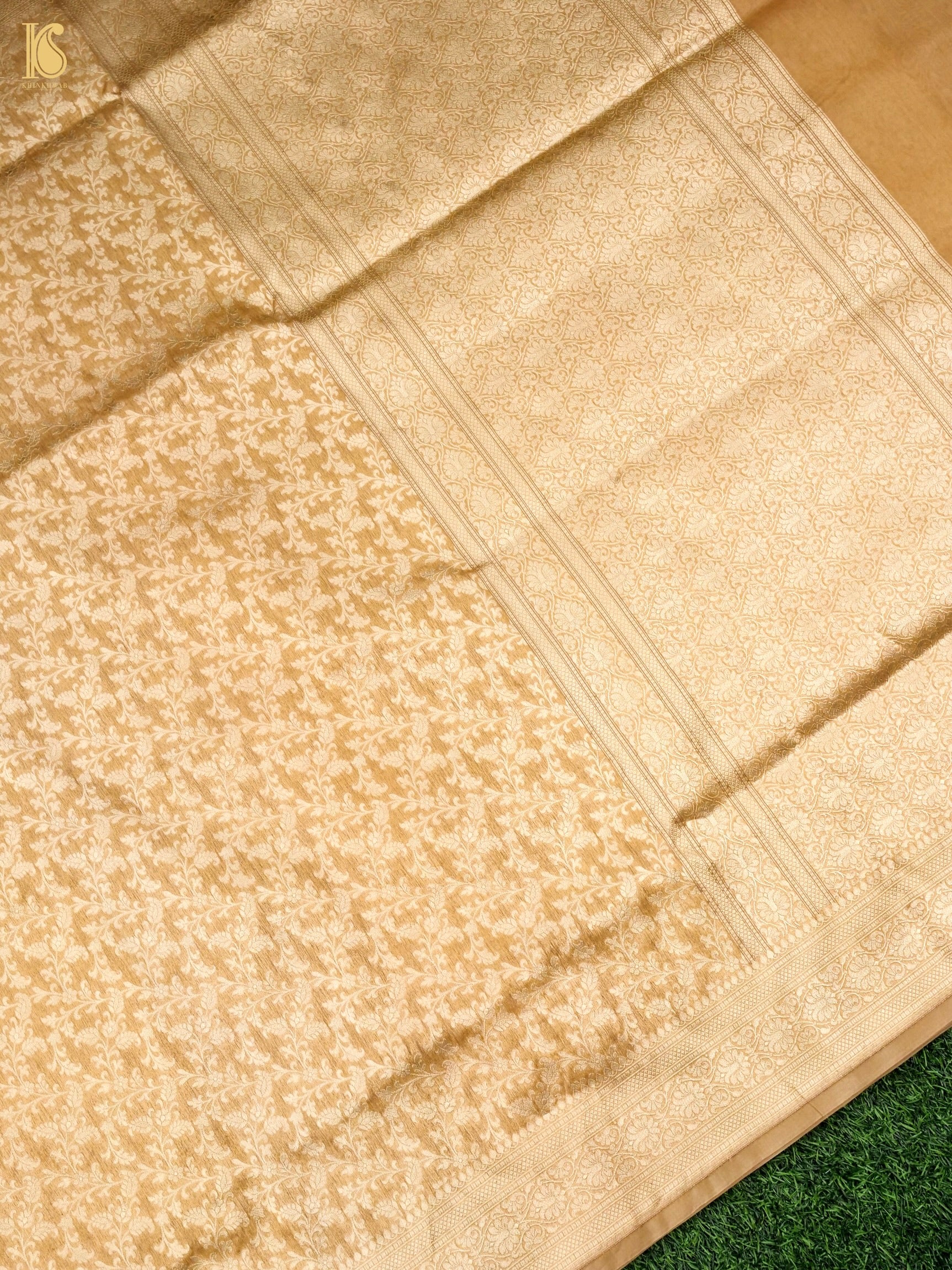 Handloom Kora Banarasi Jaal Saree