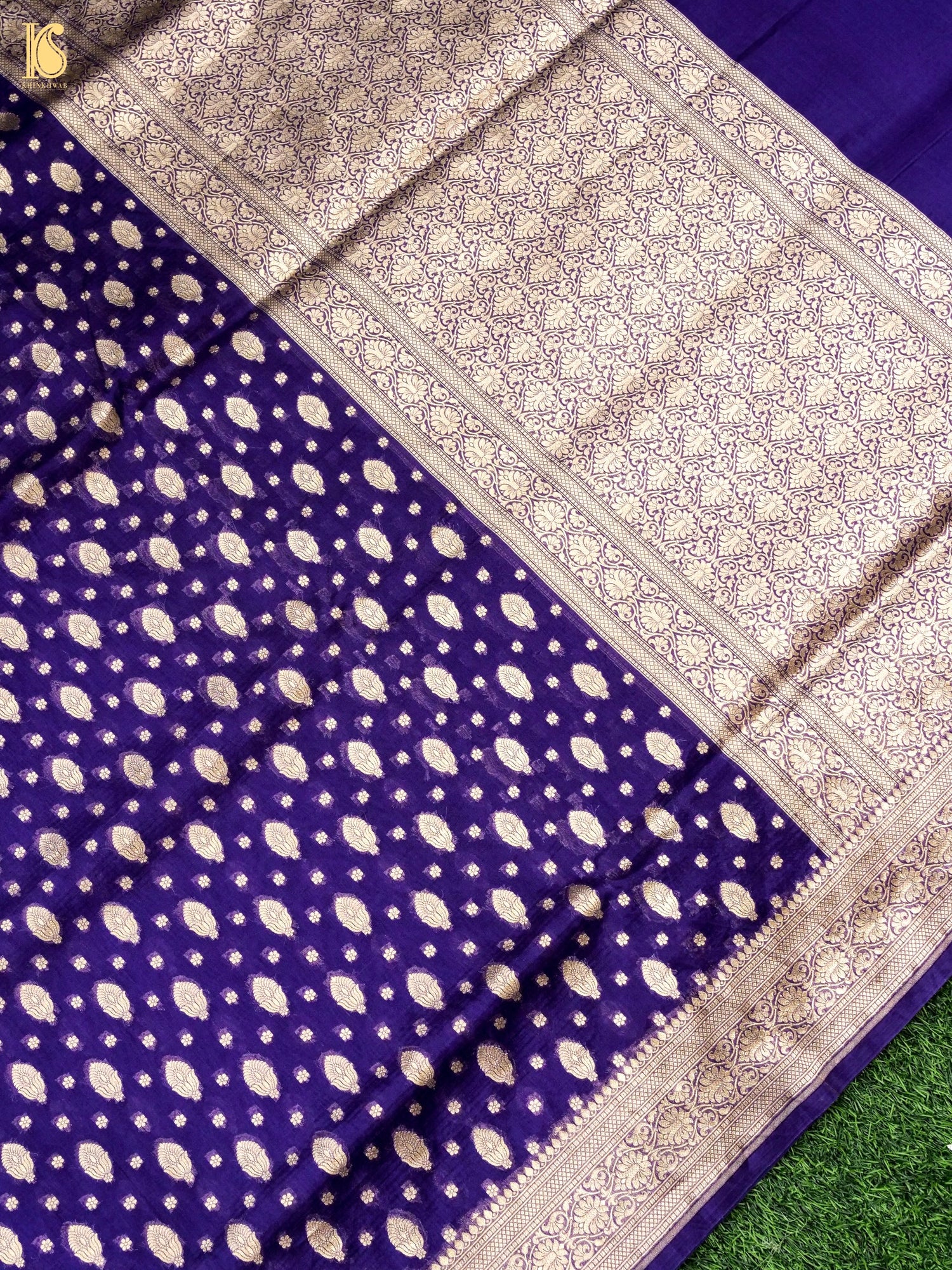 Handloom Kora Banarasi Jaal Saree