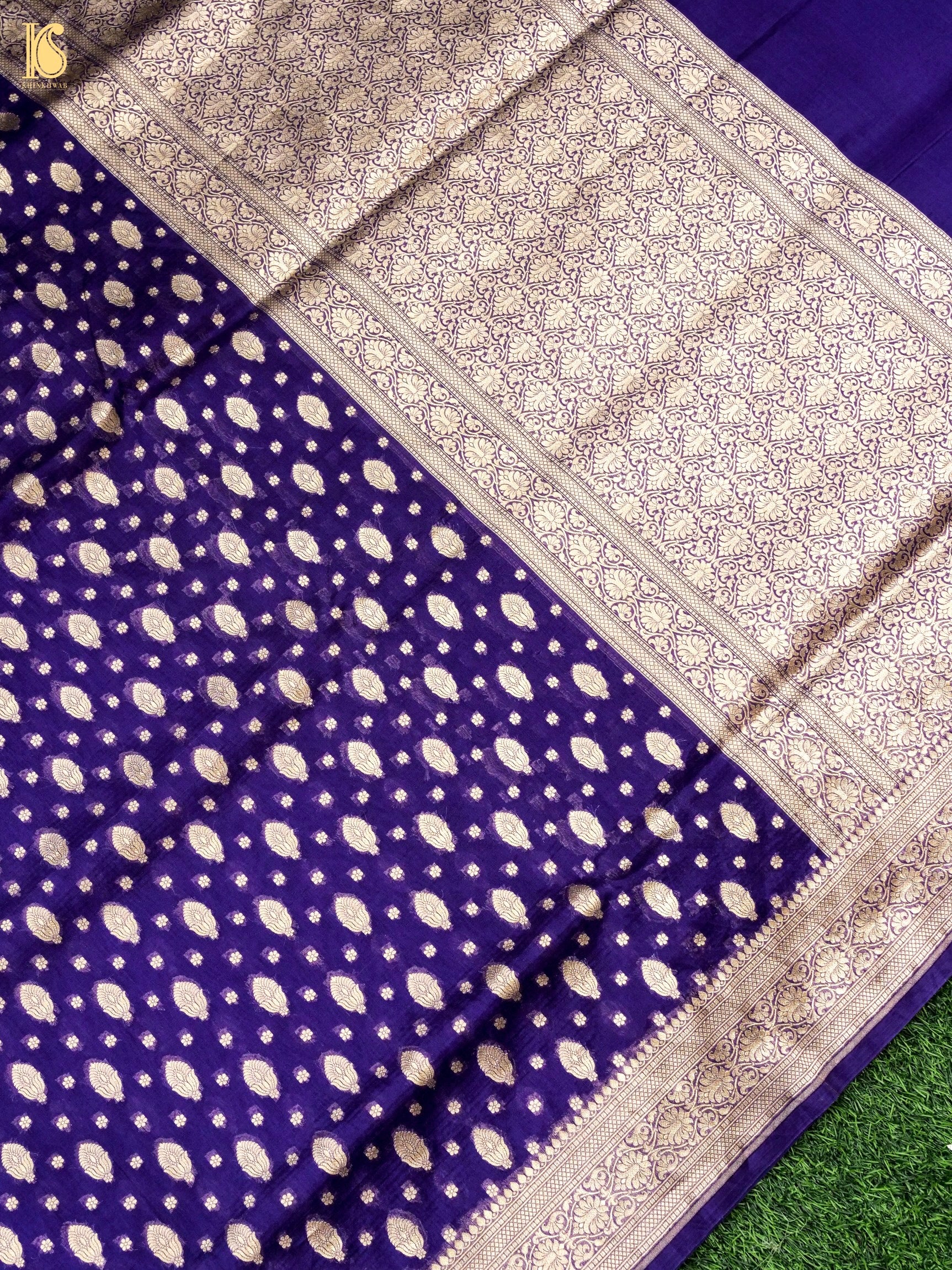 Handloom Kora Banarasi Jaal Saree