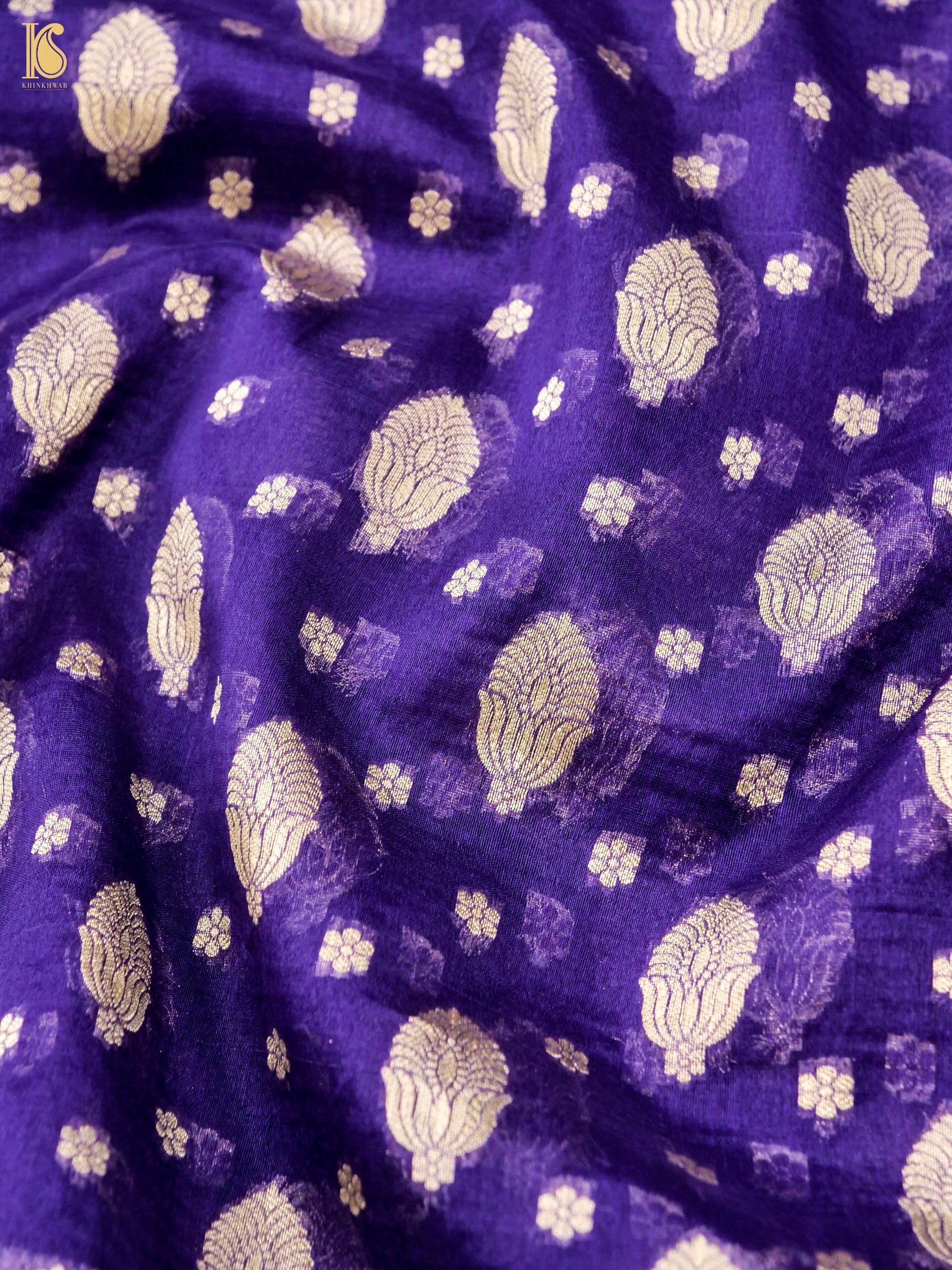 Handloom Kora Banarasi Jaal Saree