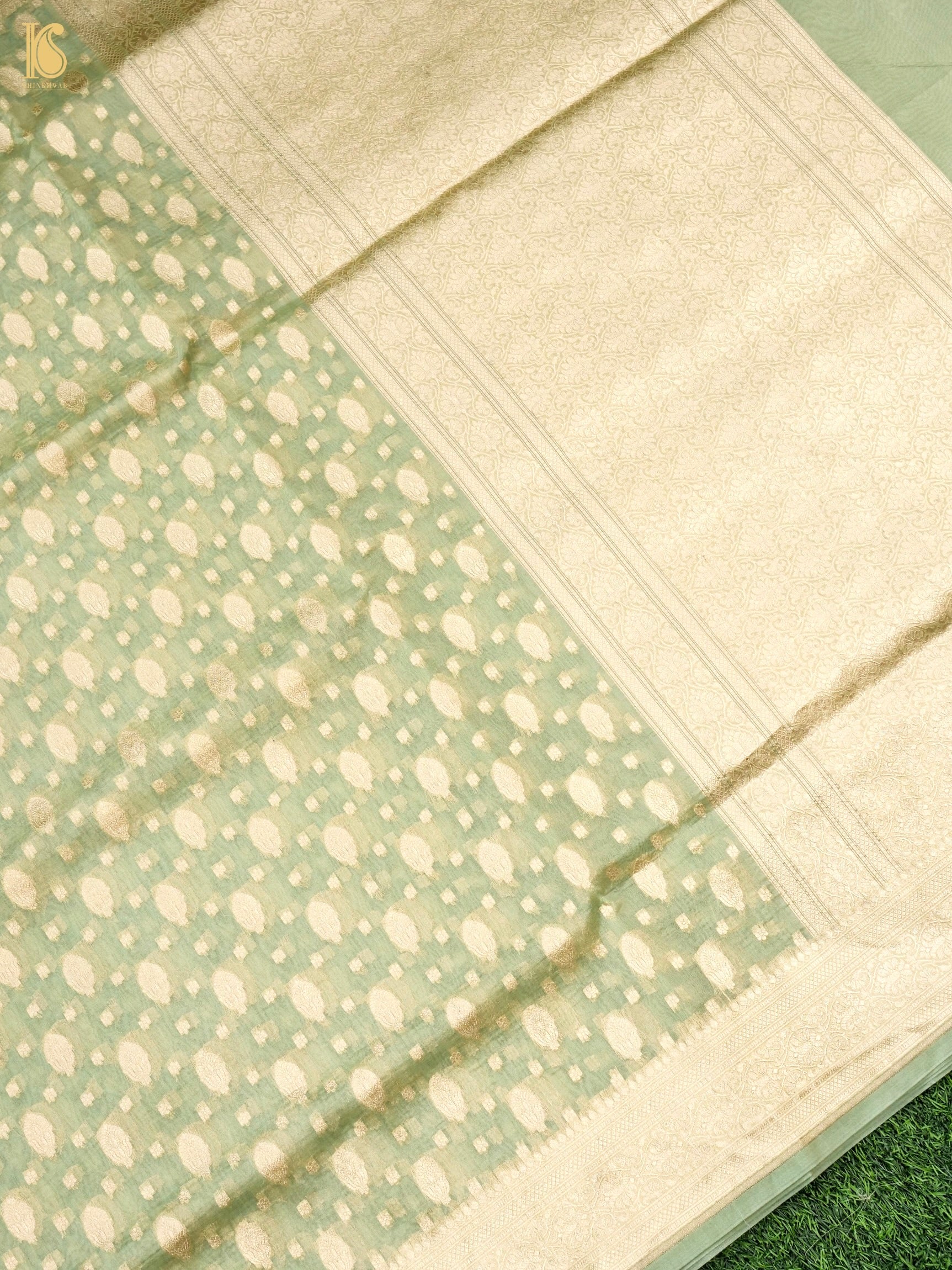 Handloom Kora Banarasi Jaal Saree