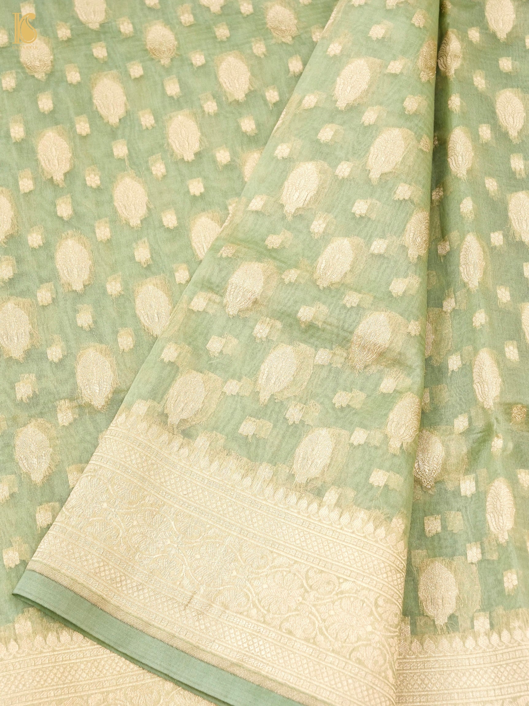 Handloom Kora Banarasi Jaal Saree