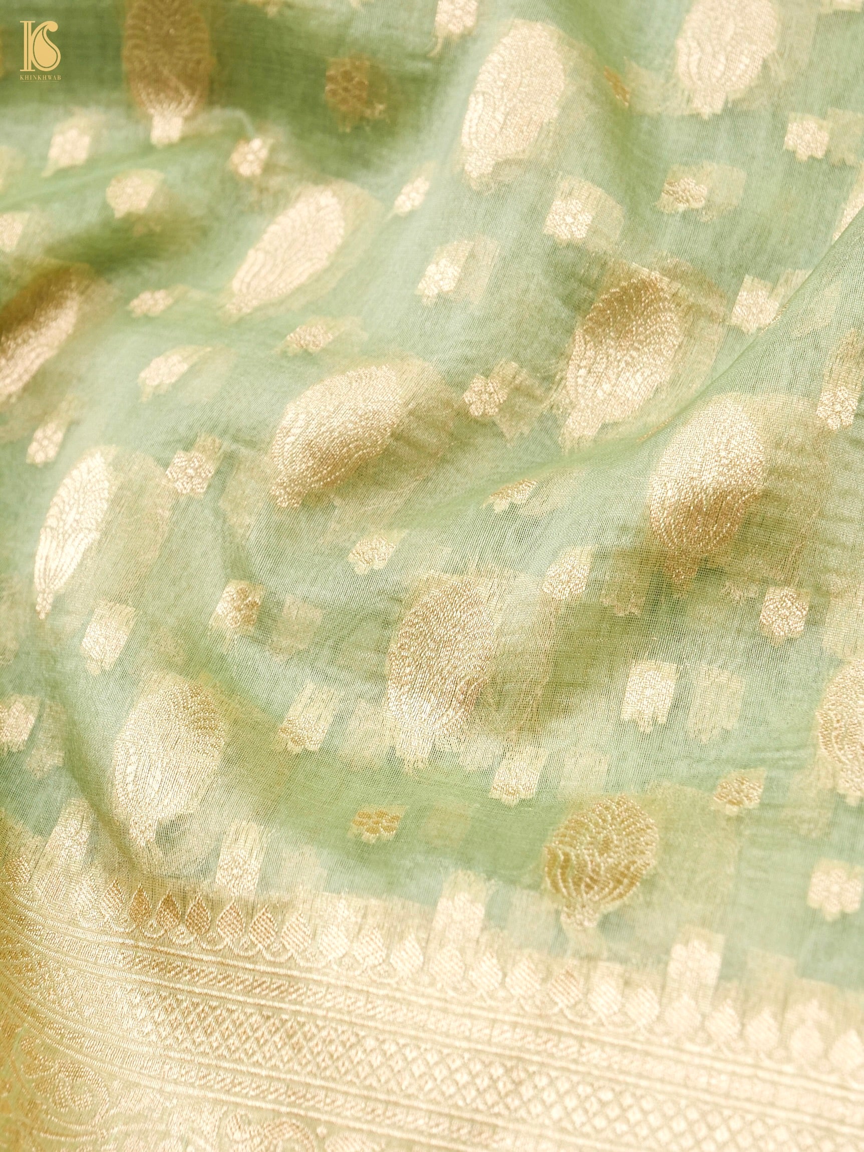 Handloom Kora Banarasi Jaal Saree