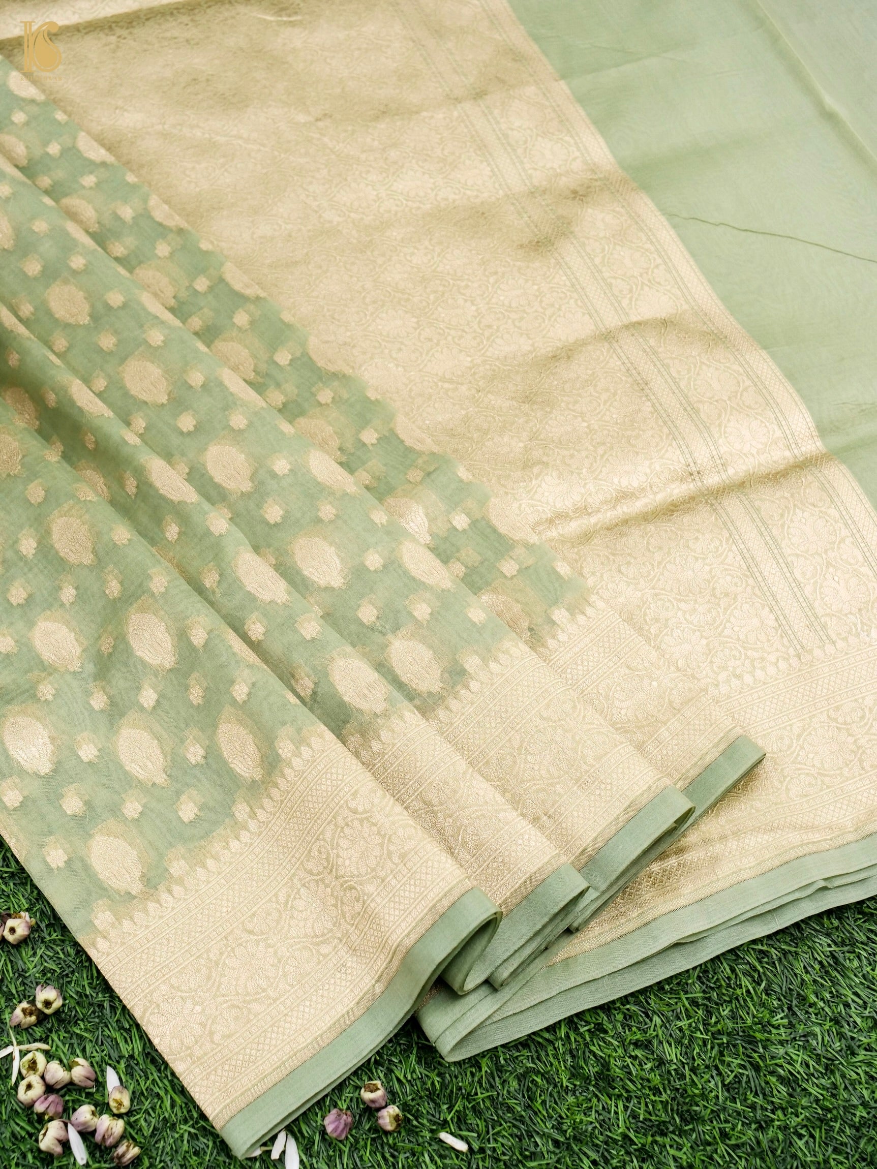 Handloom Kora Banarasi Jaal Saree