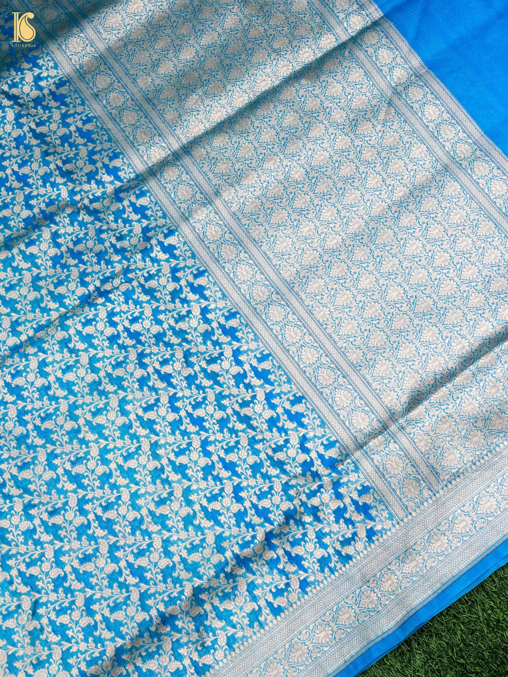 Handloom Kora Banarasi Jaal Saree