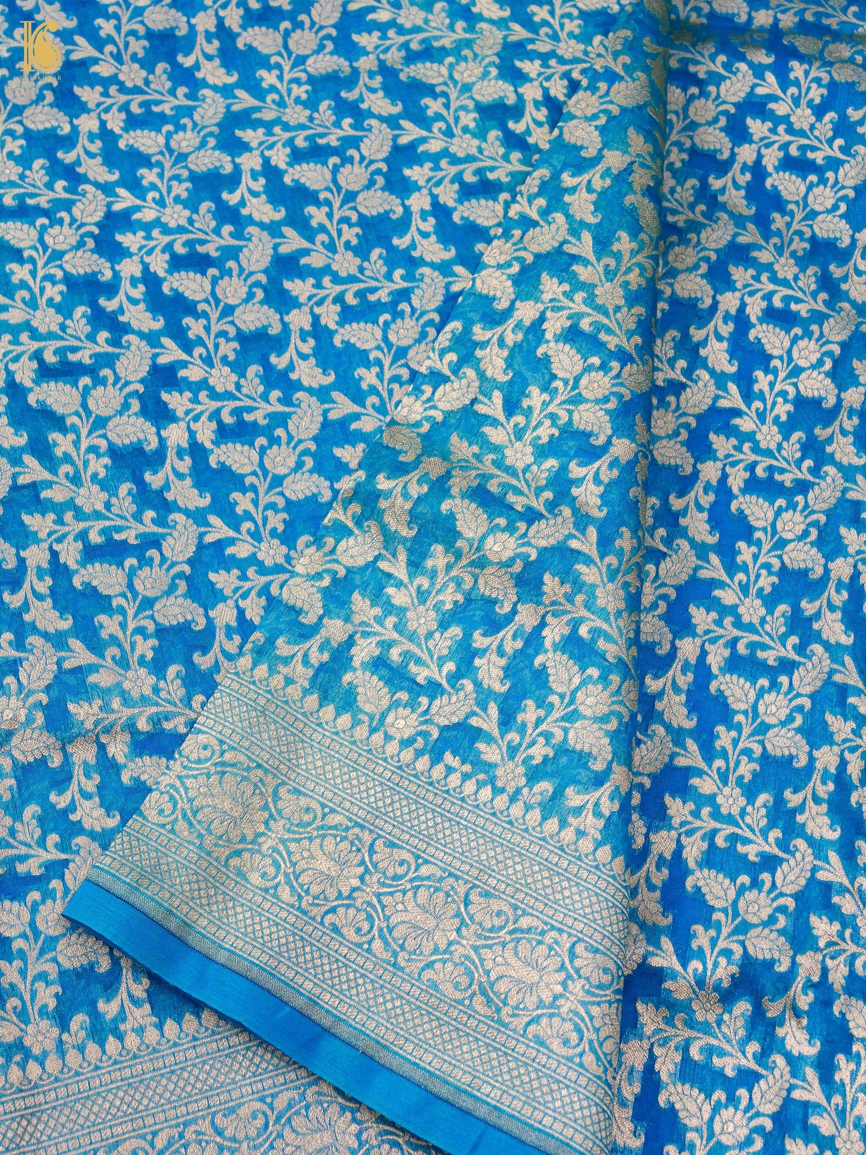 Handloom Kora Banarasi Jaal Saree