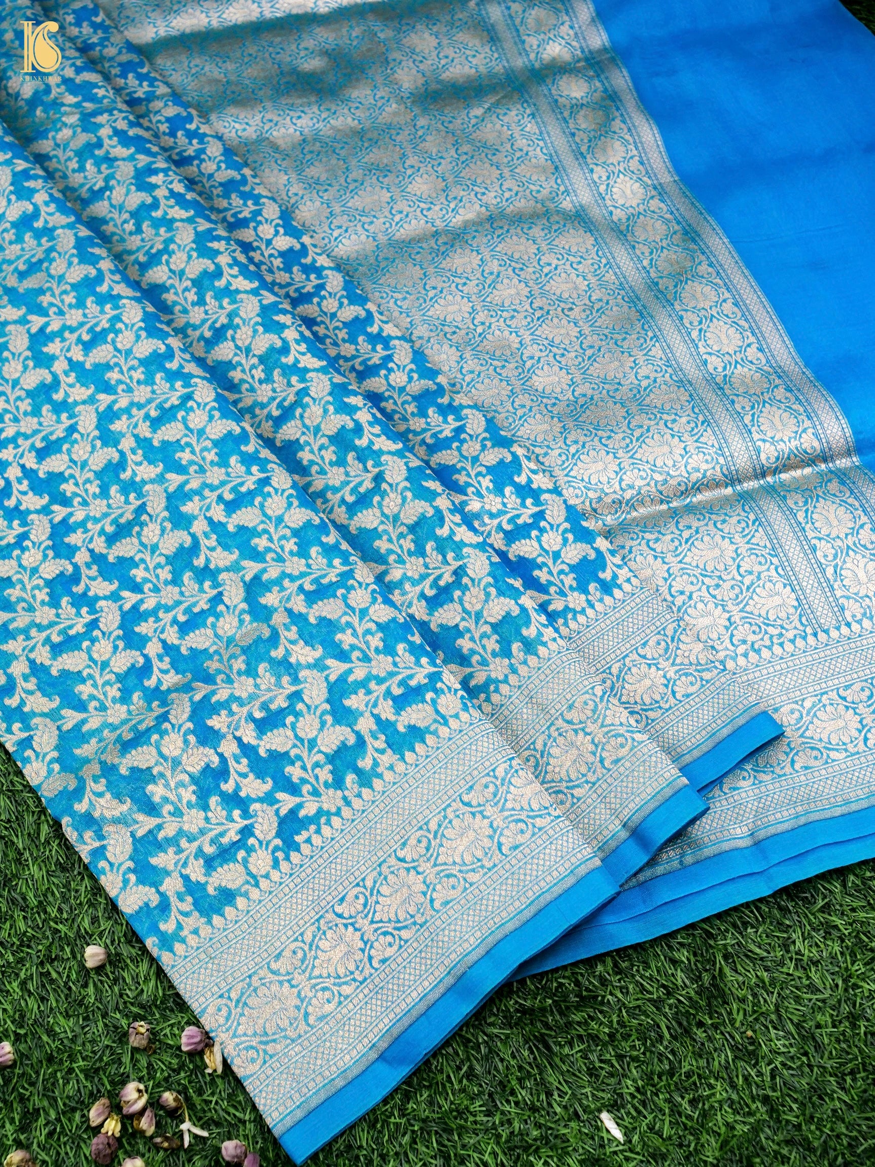 Handloom Kora Banarasi Jaal Saree