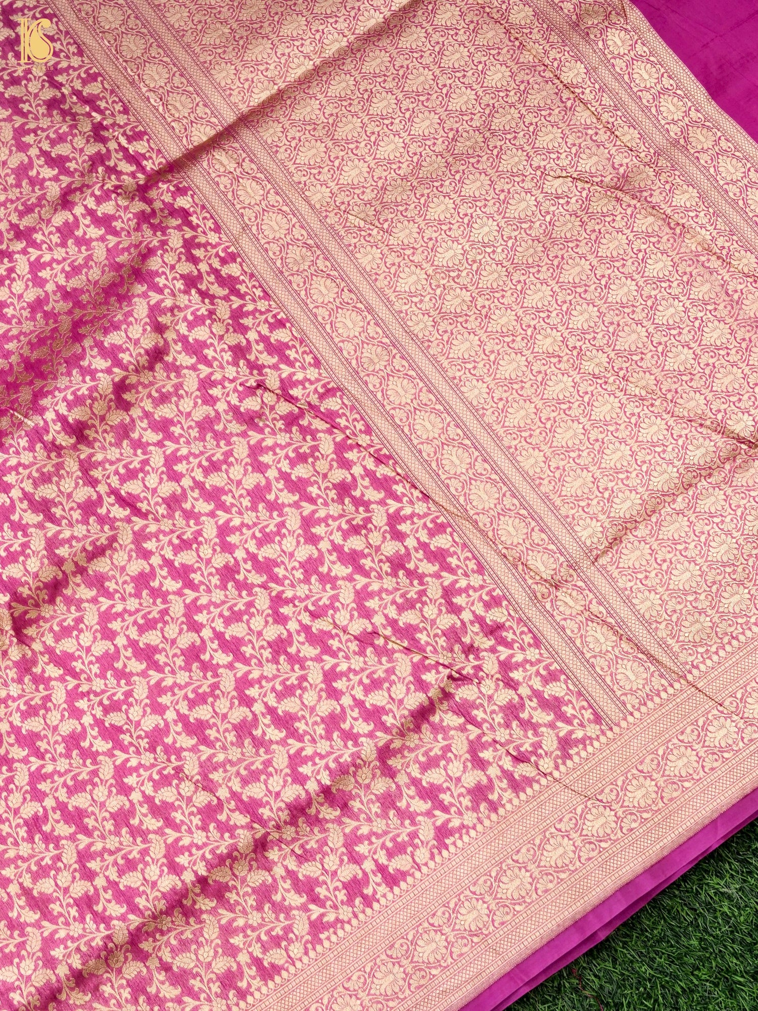 Handloom Kora Banarasi Jaal Saree