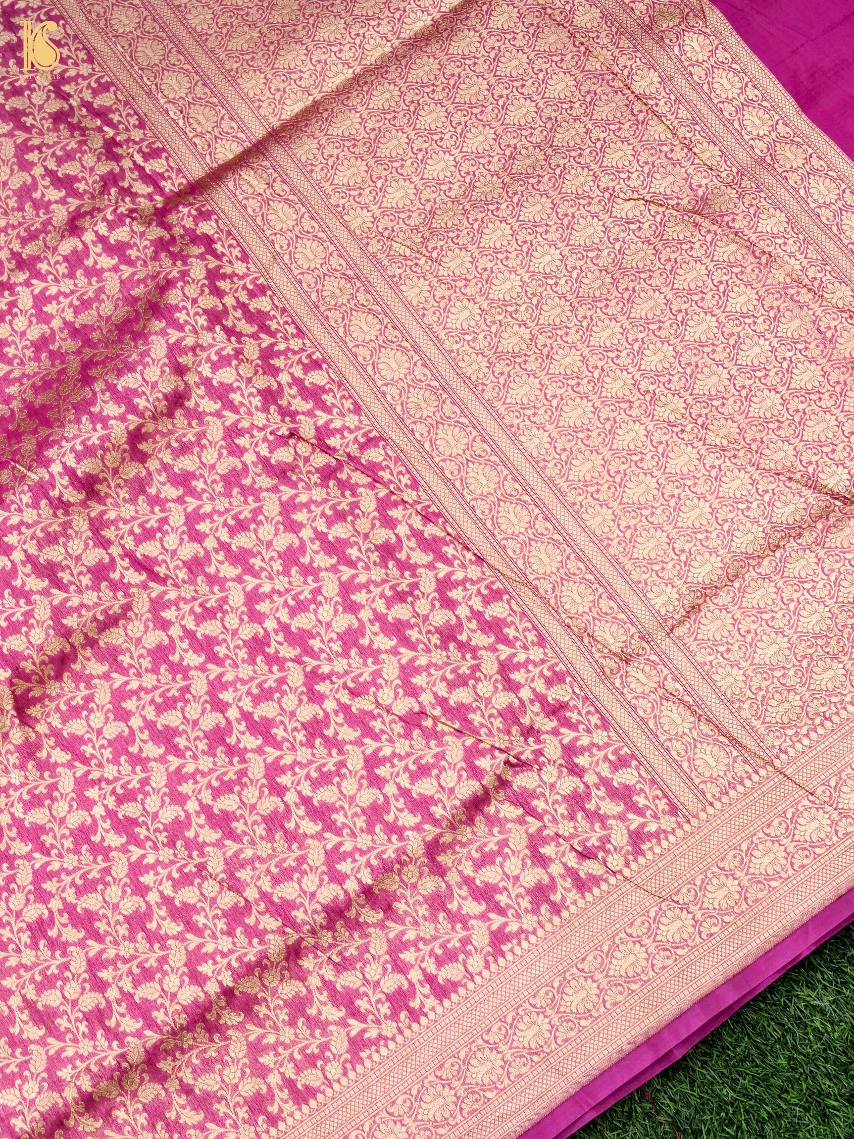 Handloom Kora Banarasi Jaal Saree