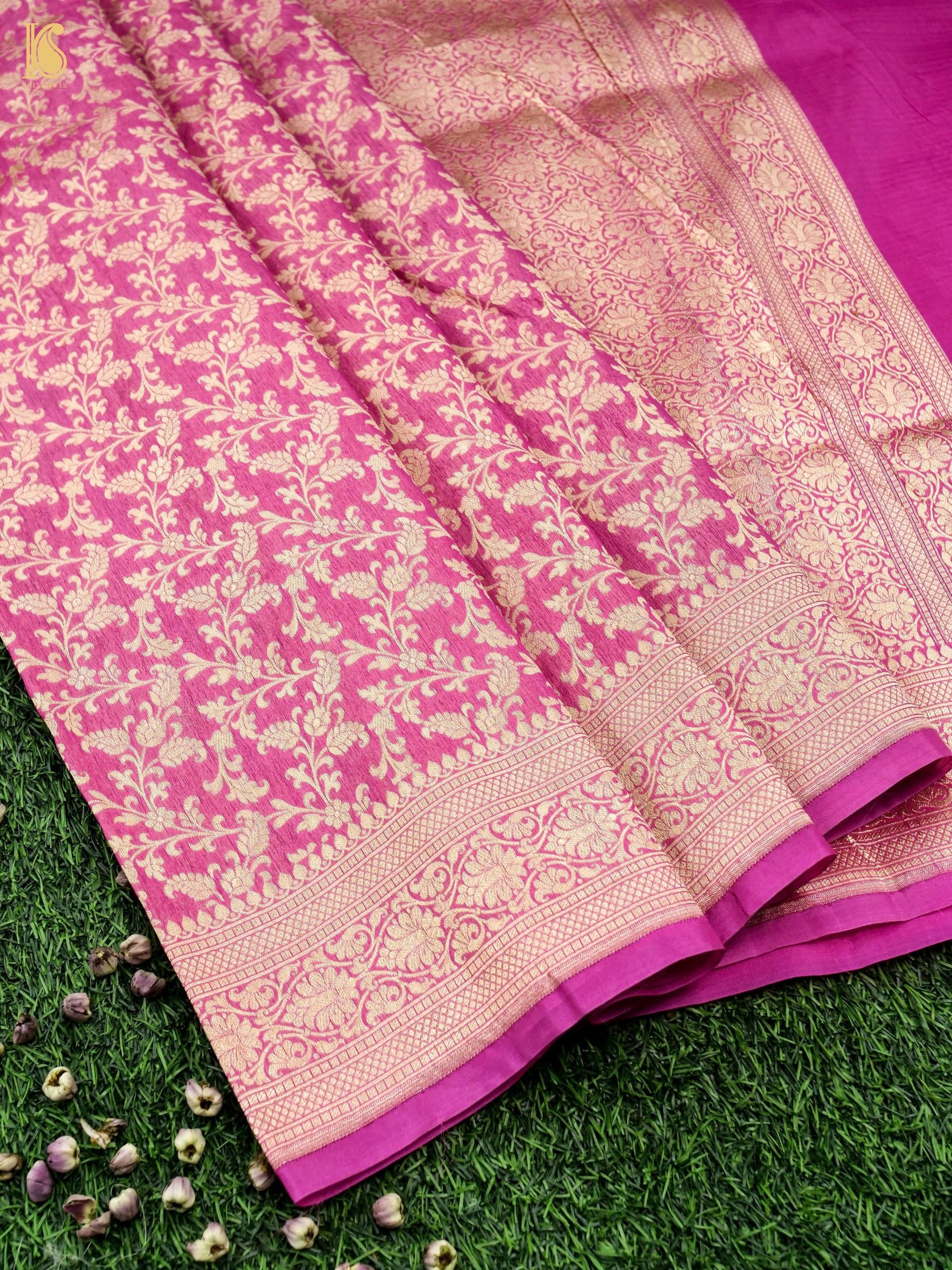 Handloom Kora Banarasi Jaal Saree