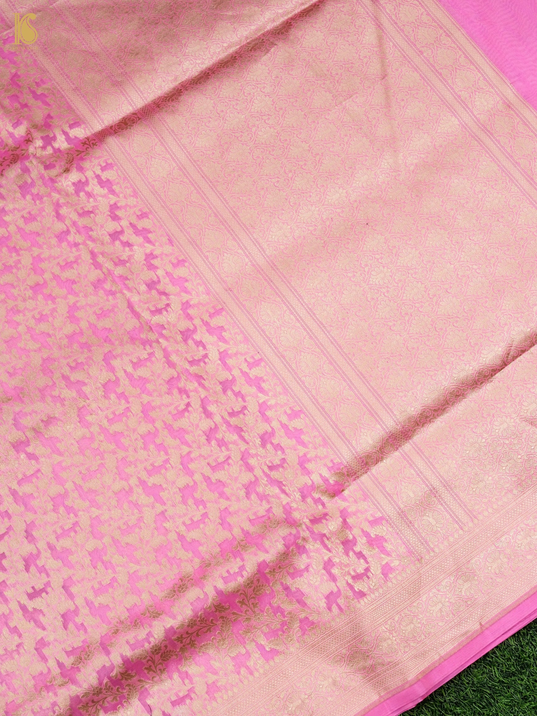 Handloom Kora Banarasi Jaal Saree