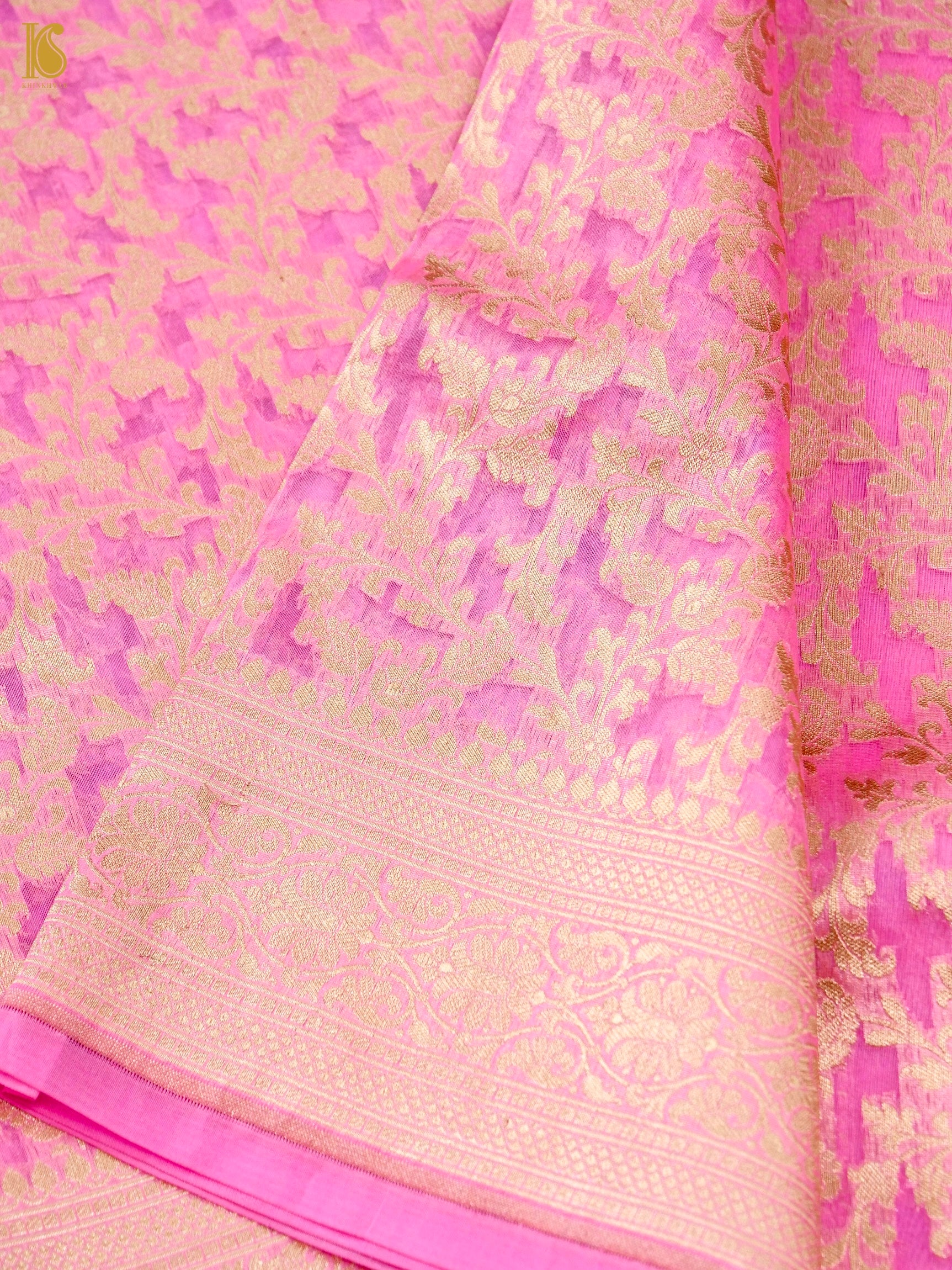 Handloom Kora Banarasi Jaal Saree
