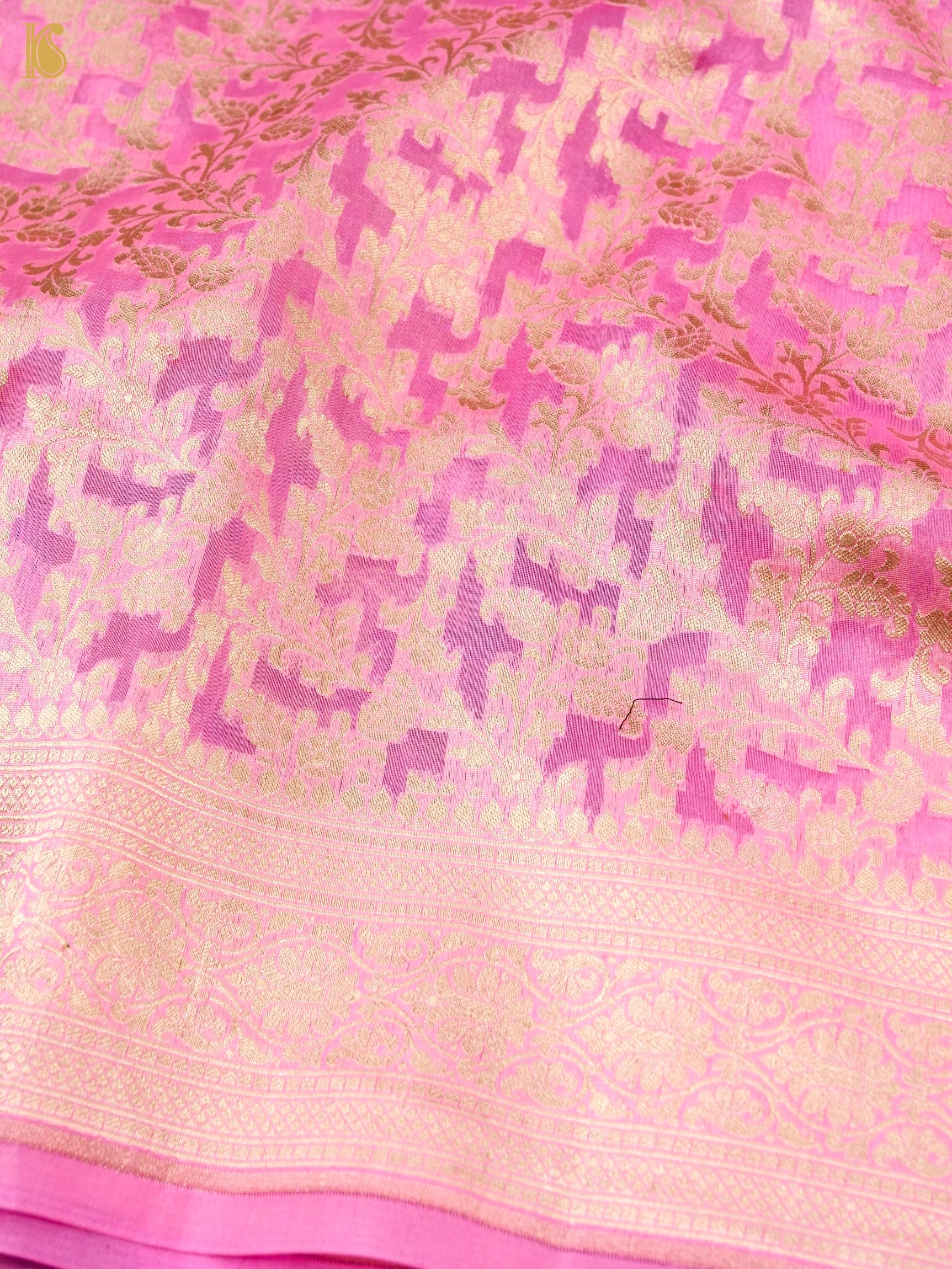 Handloom Kora Banarasi Jaal Saree