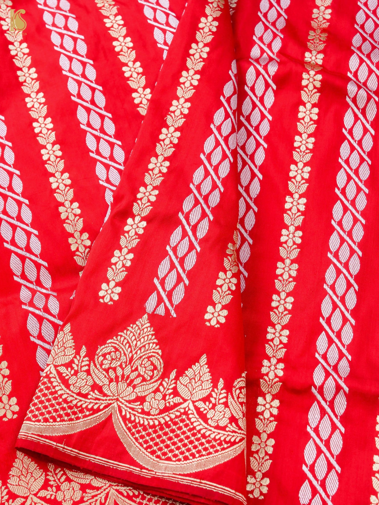 Handloom Banarasi Katan Silk Kadwa Stripes Saree