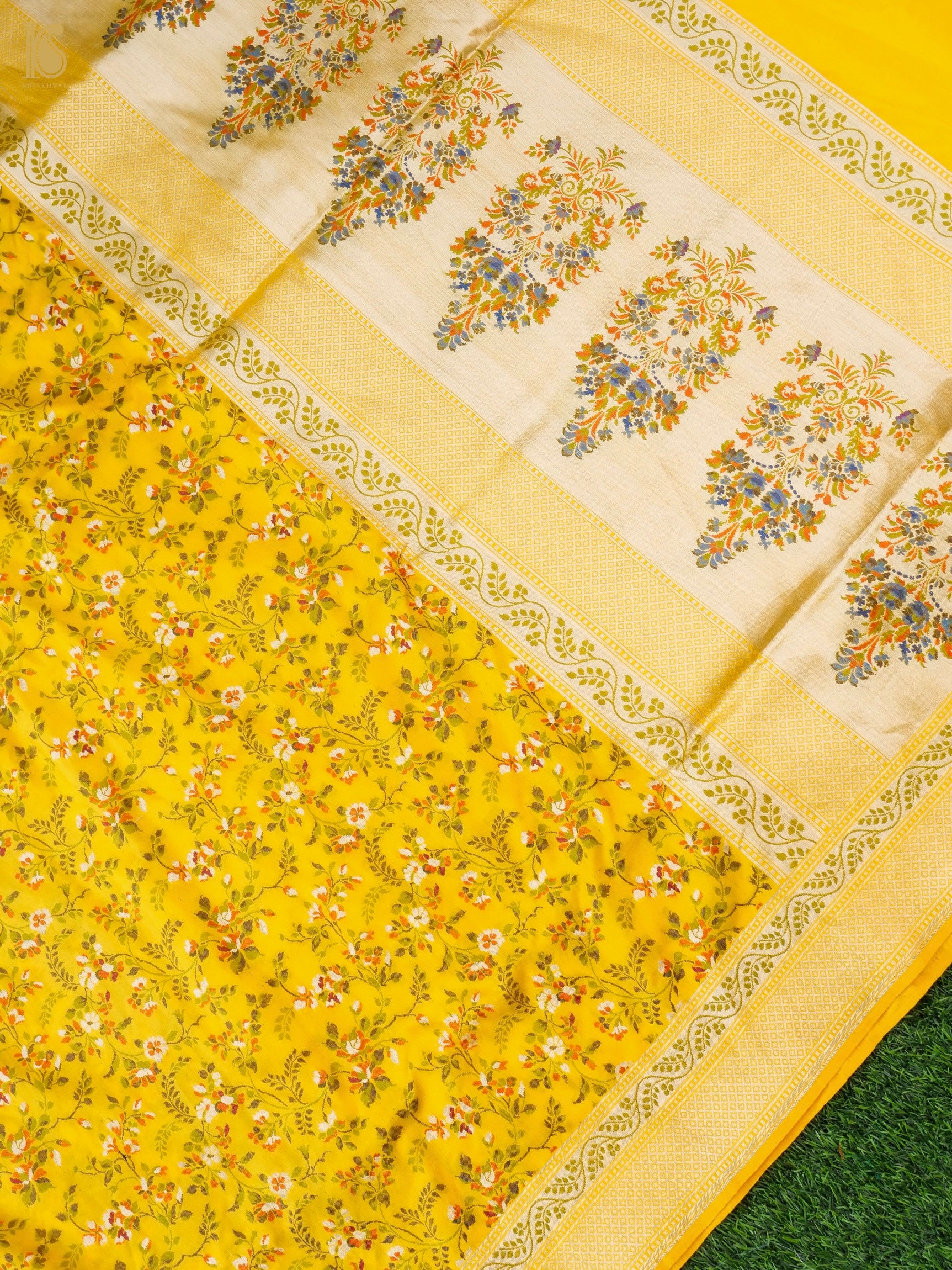 Handloom Banarasi Katan Silk Jaal Saree