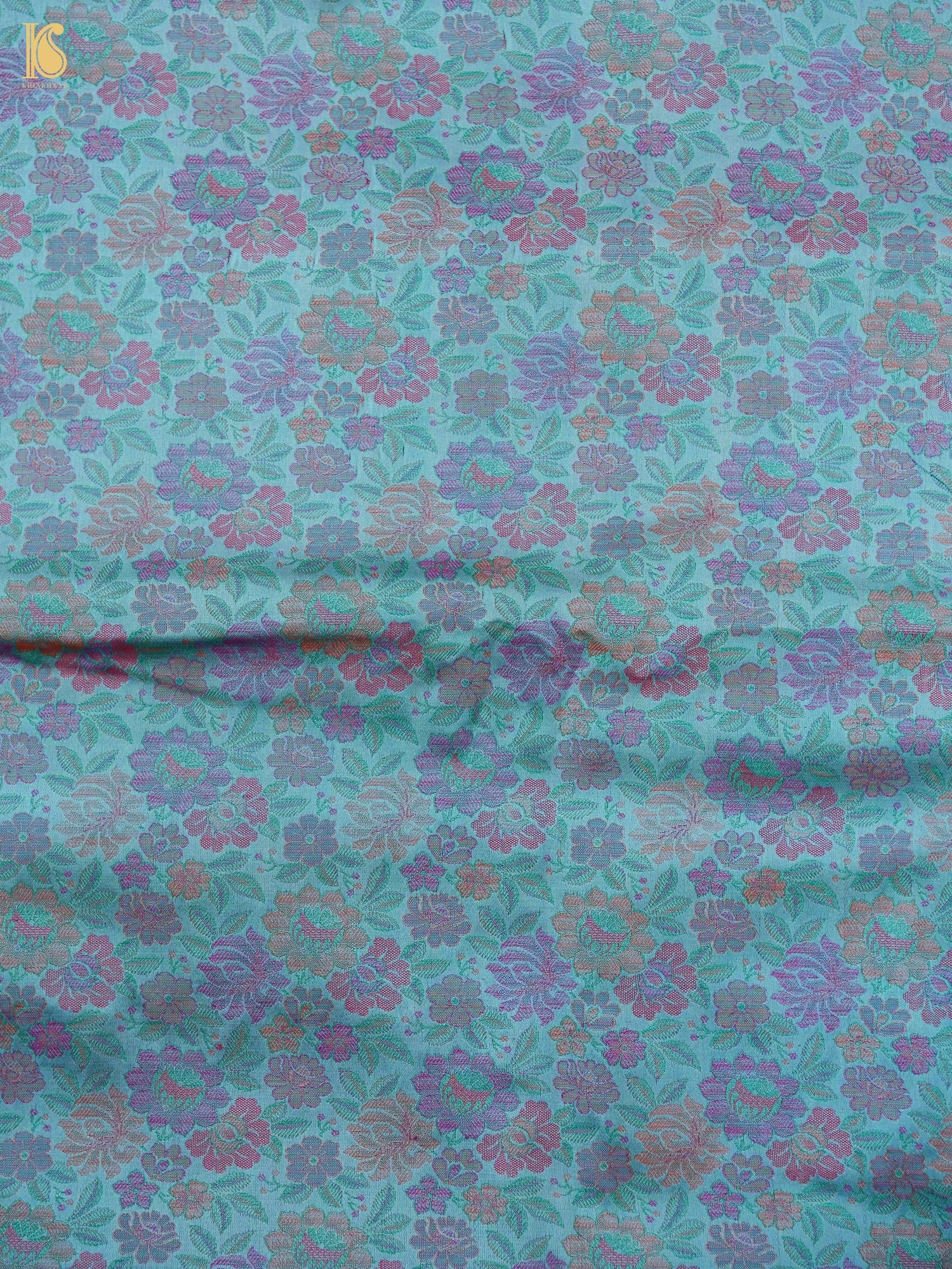 Handloom Banarasi Tanchoi Silk Peonies Fabric
