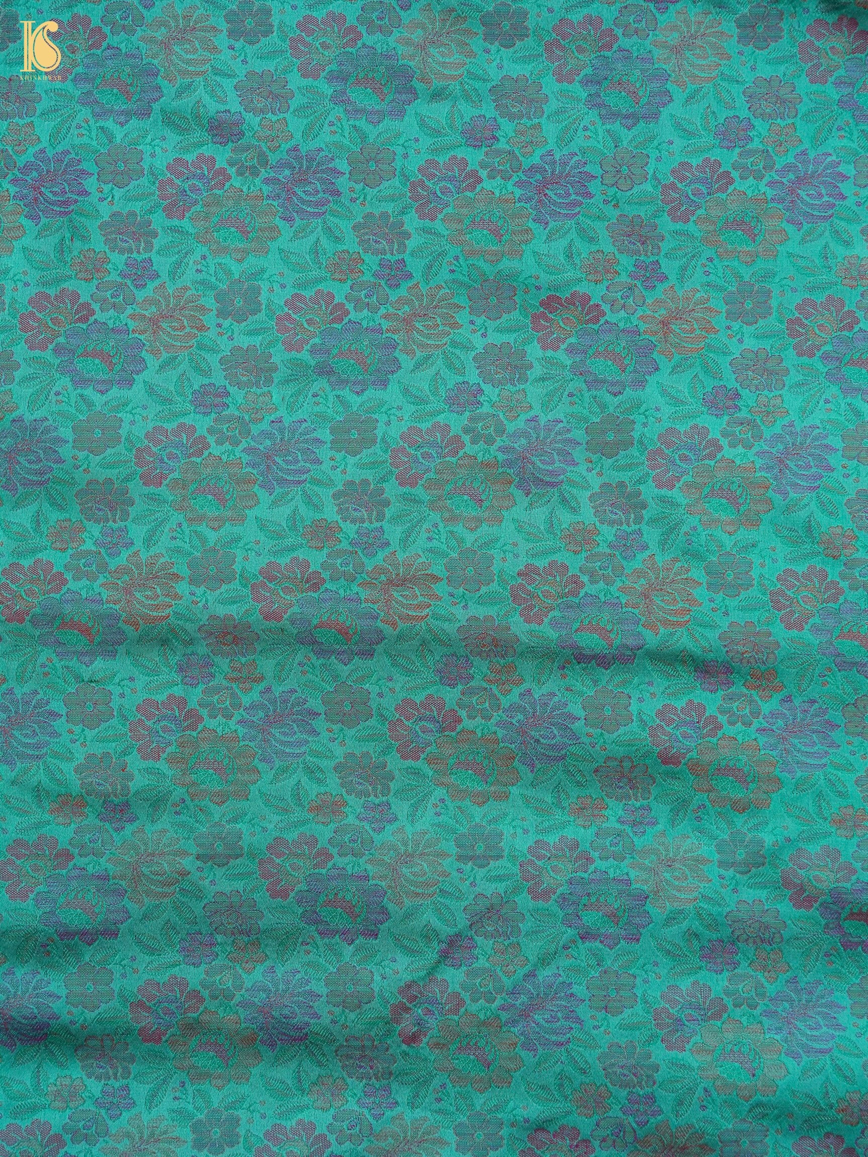 Handloom Banarasi Tanchoi Silk Peonies Fabric