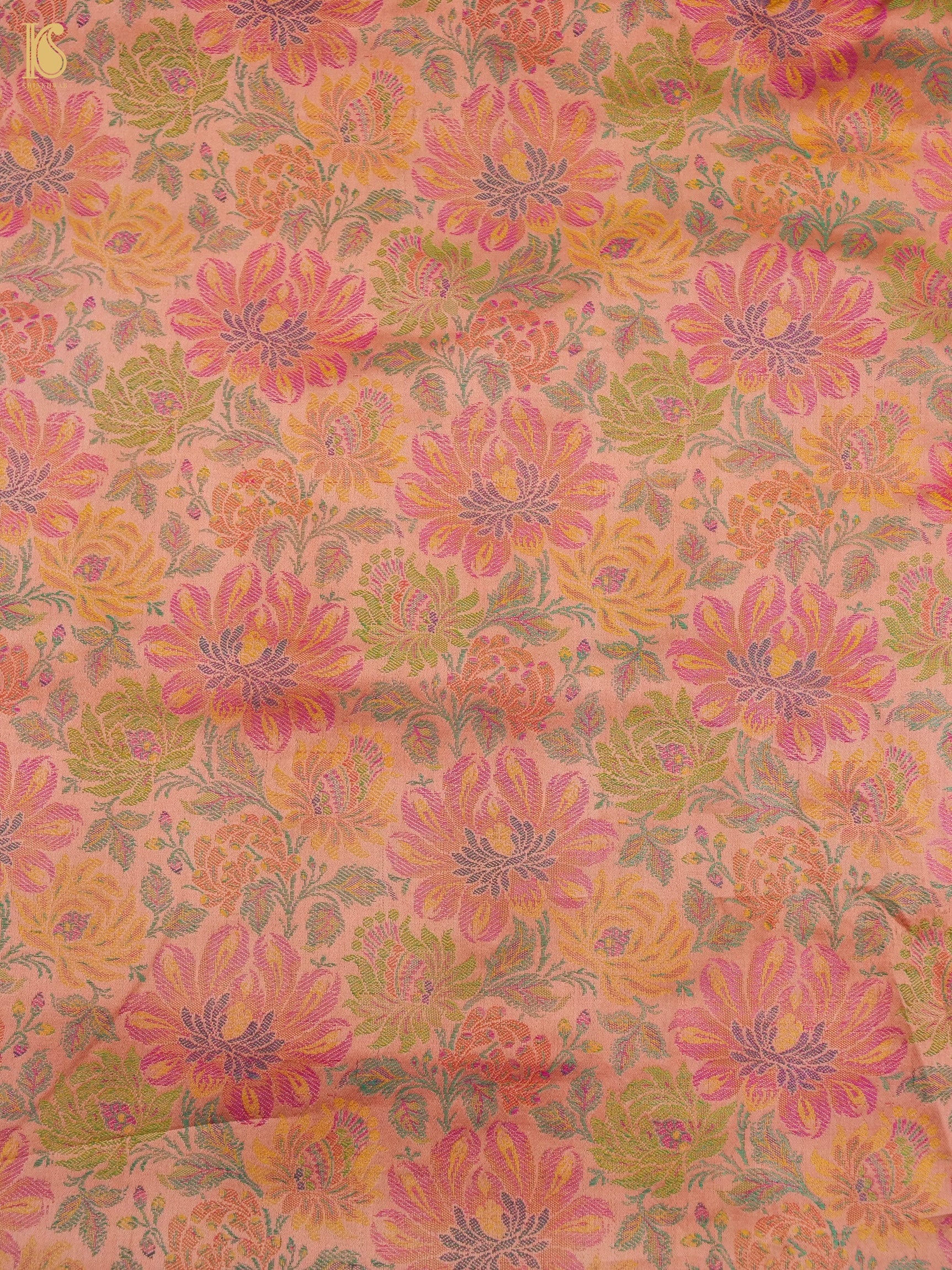 Handloom Banarasi Marigold Tanchoi Silk Fabric