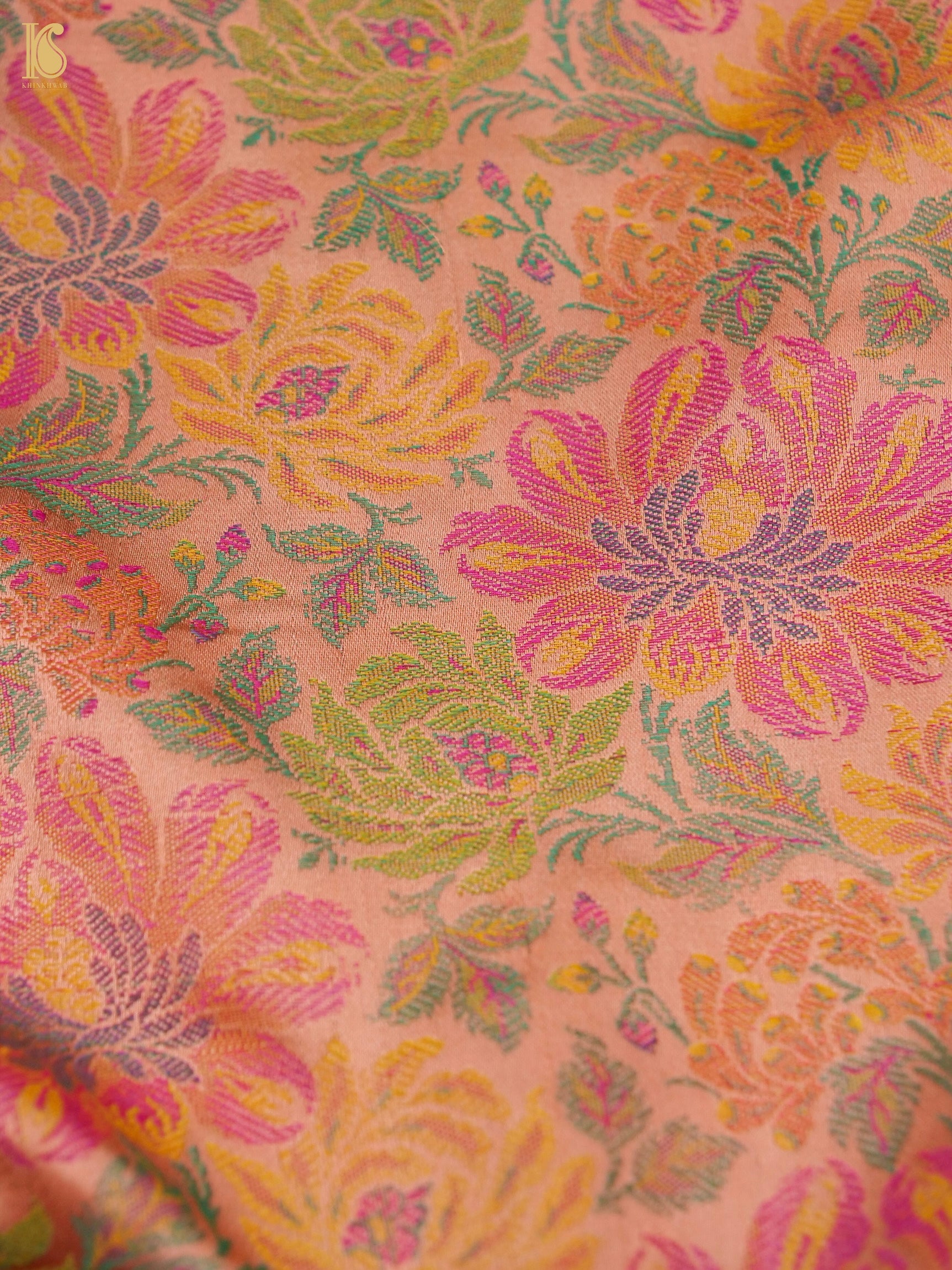 Handloom Banarasi Marigold Tanchoi Silk Fabric