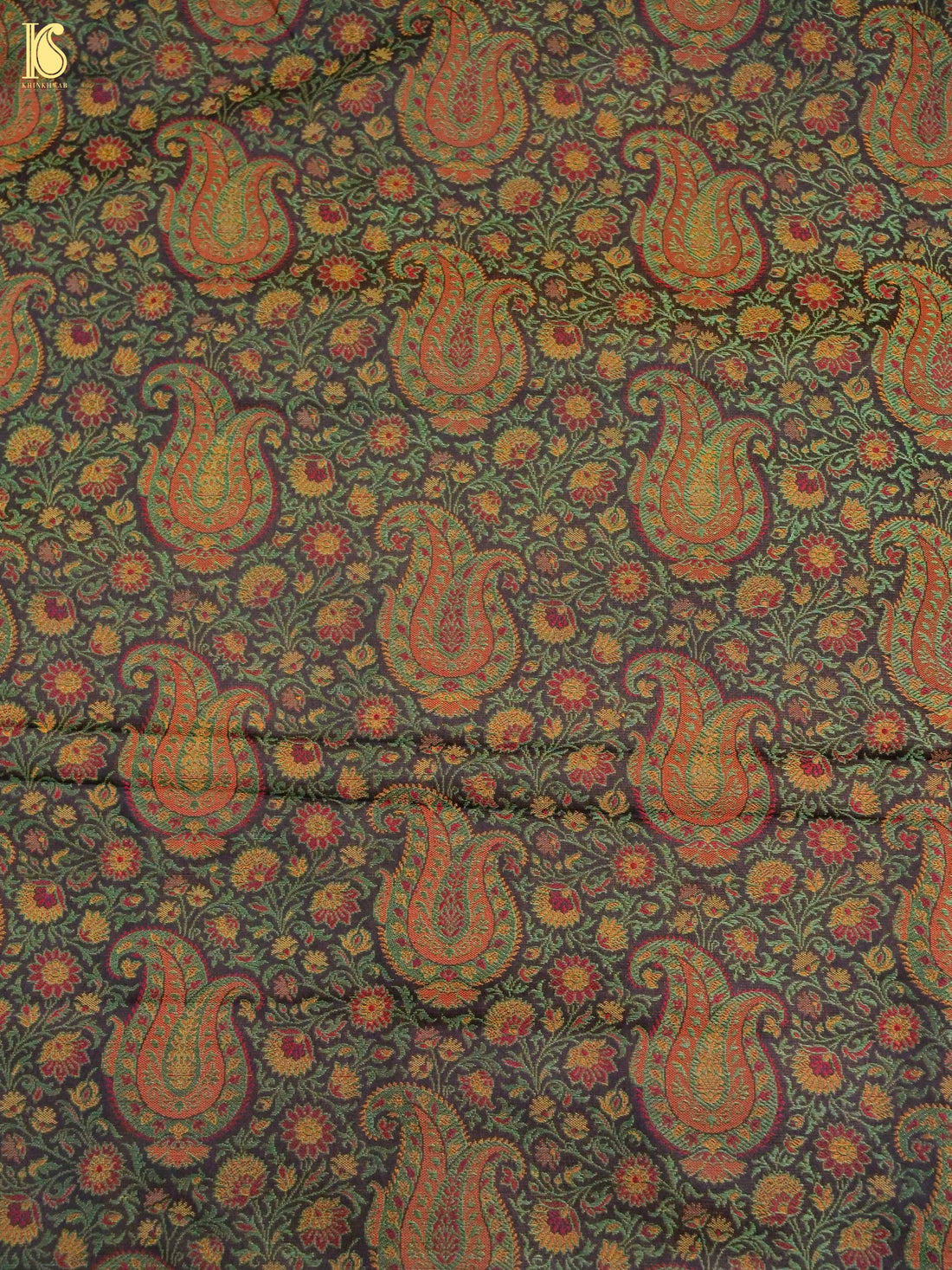 Handloom Banarasi Kalka Ambi Tanchoi Silk Fabric