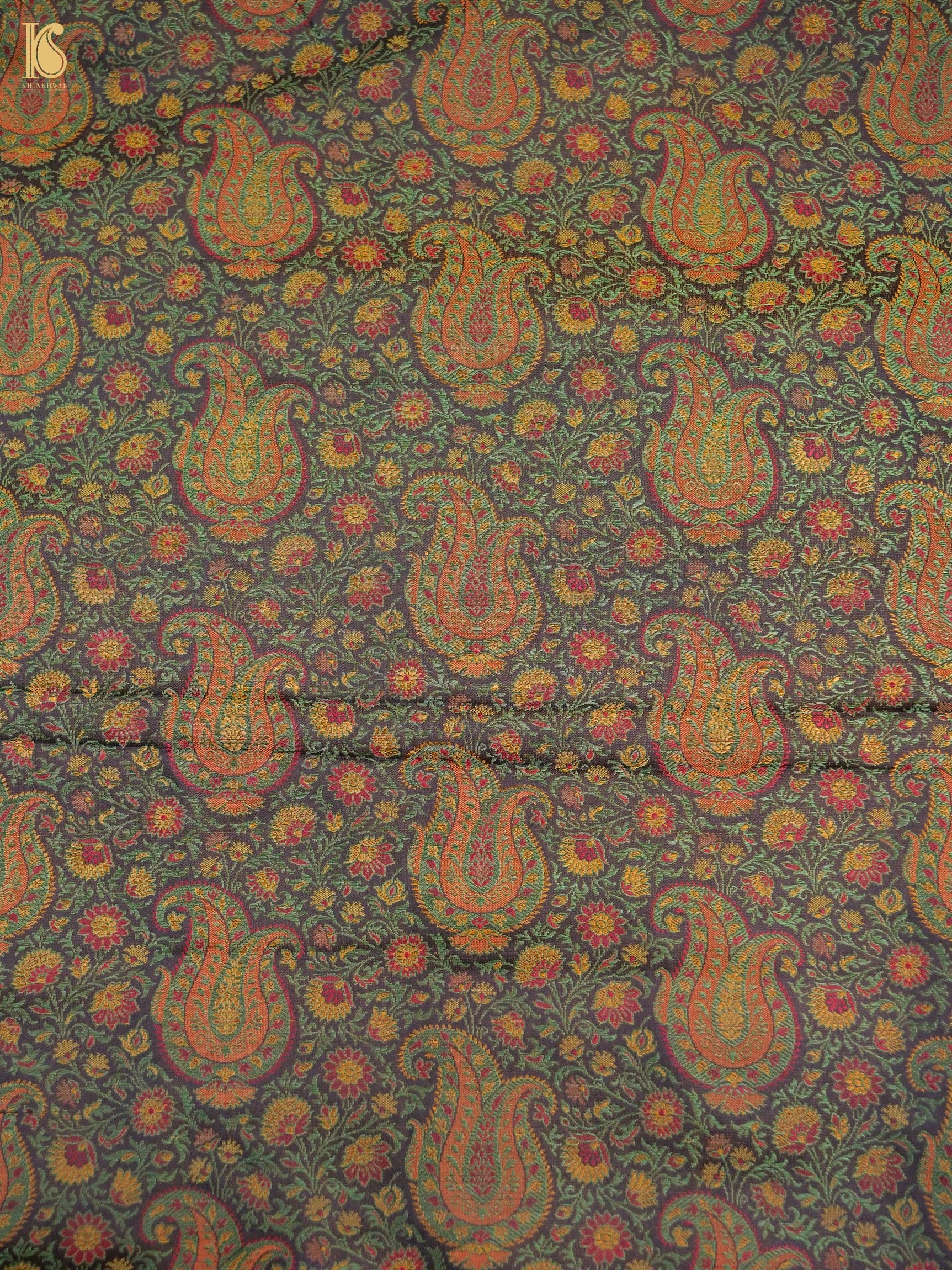 Handloom Banarasi Kalka Ambi Tanchoi Silk Fabric
