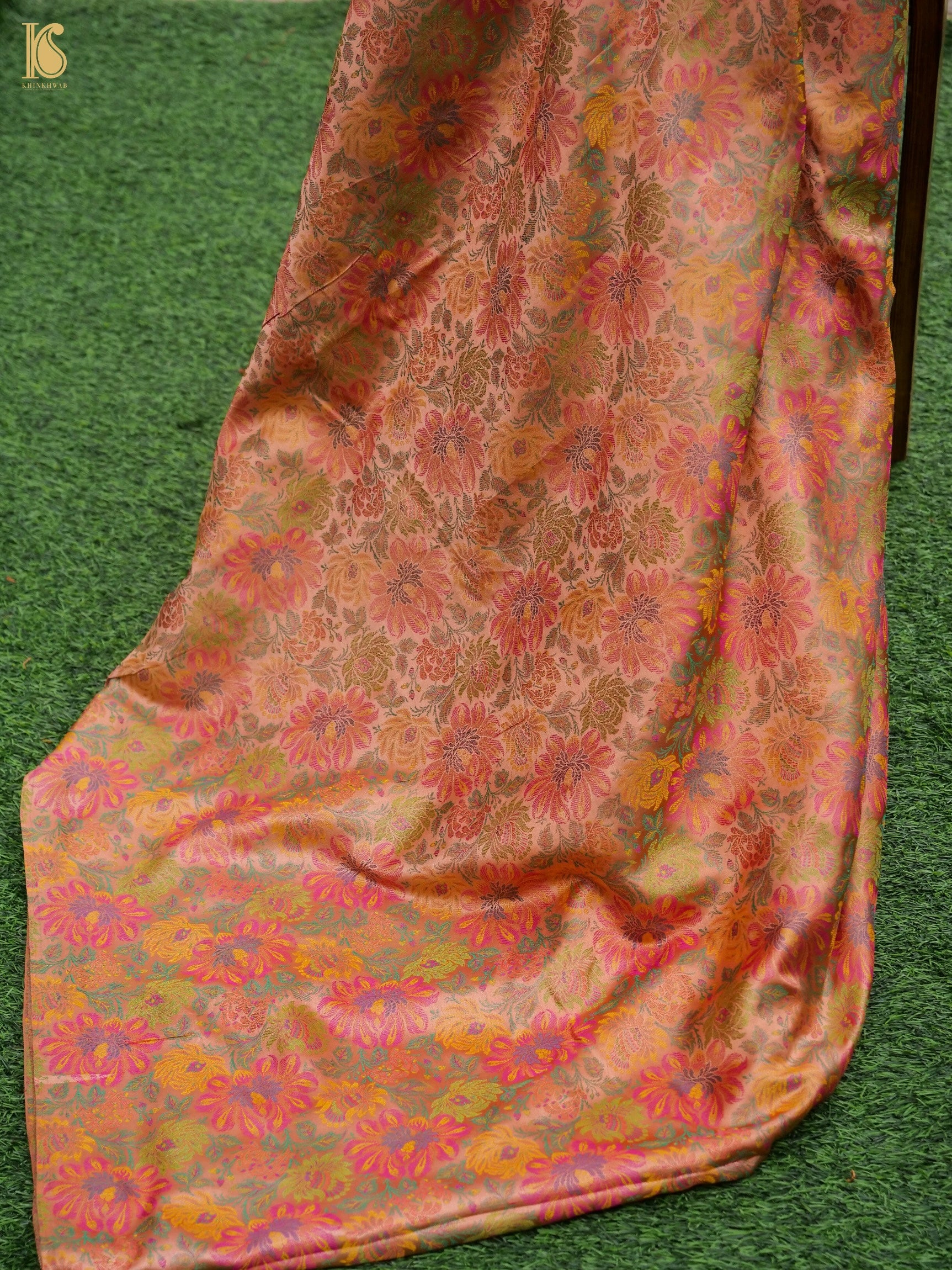 Handloom Banarasi Marigold Tanchoi Silk Fabric