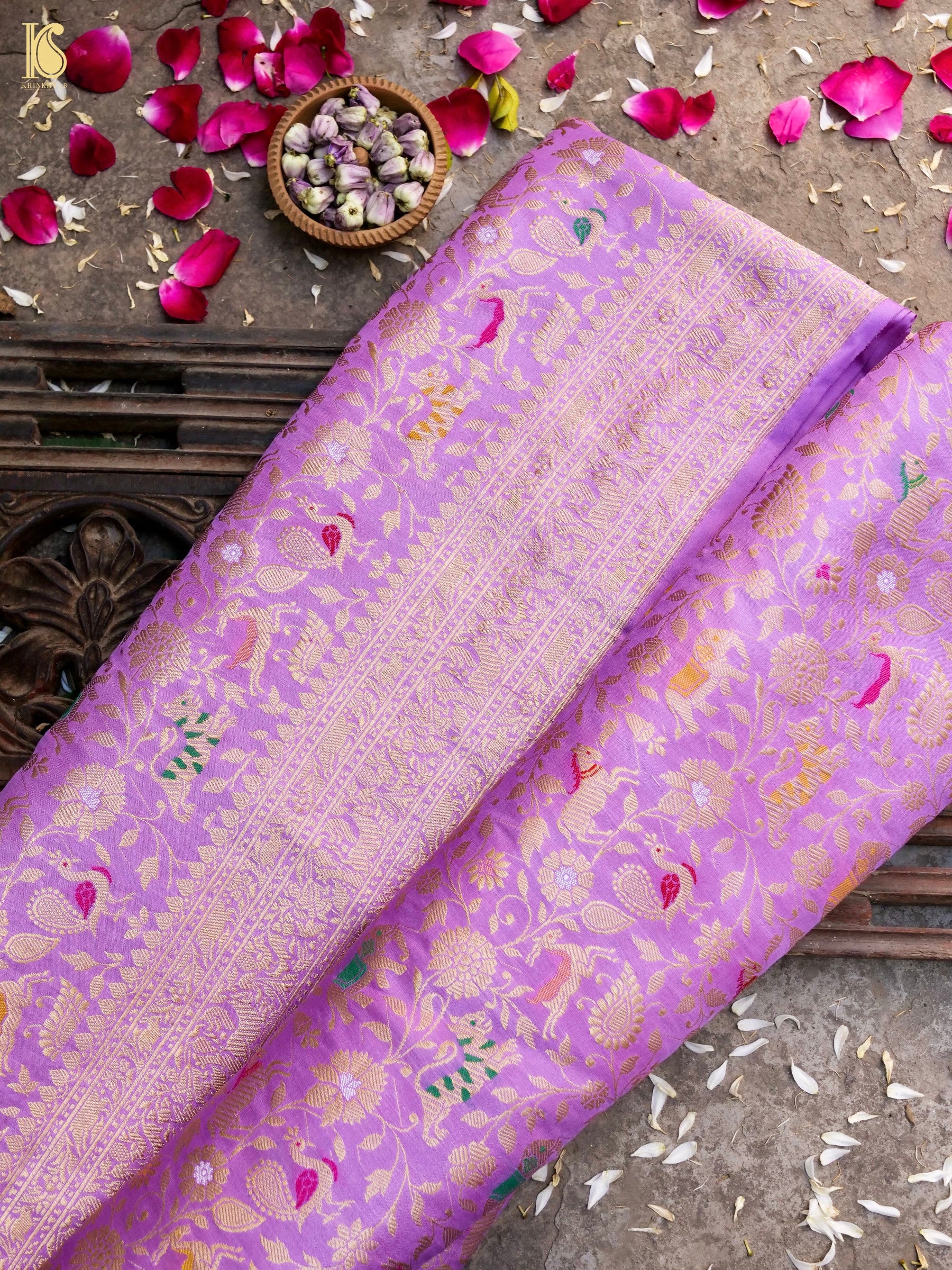 Handwoven Katan Silk Banarasi Shikargah Saree