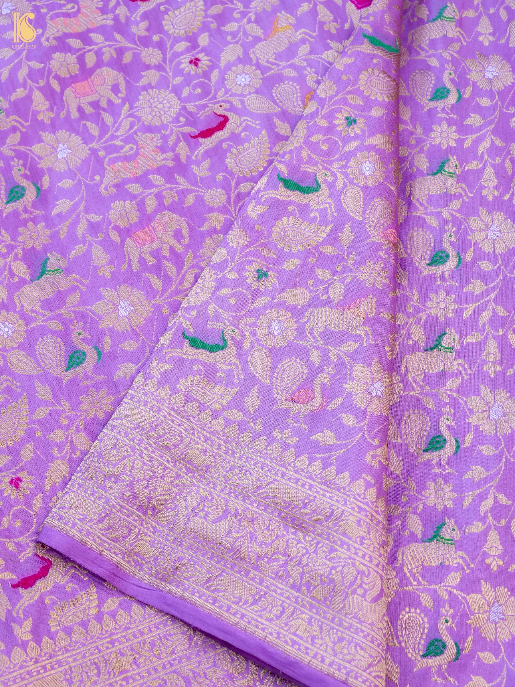 Handwoven Katan Silk Banarasi Shikargah Saree