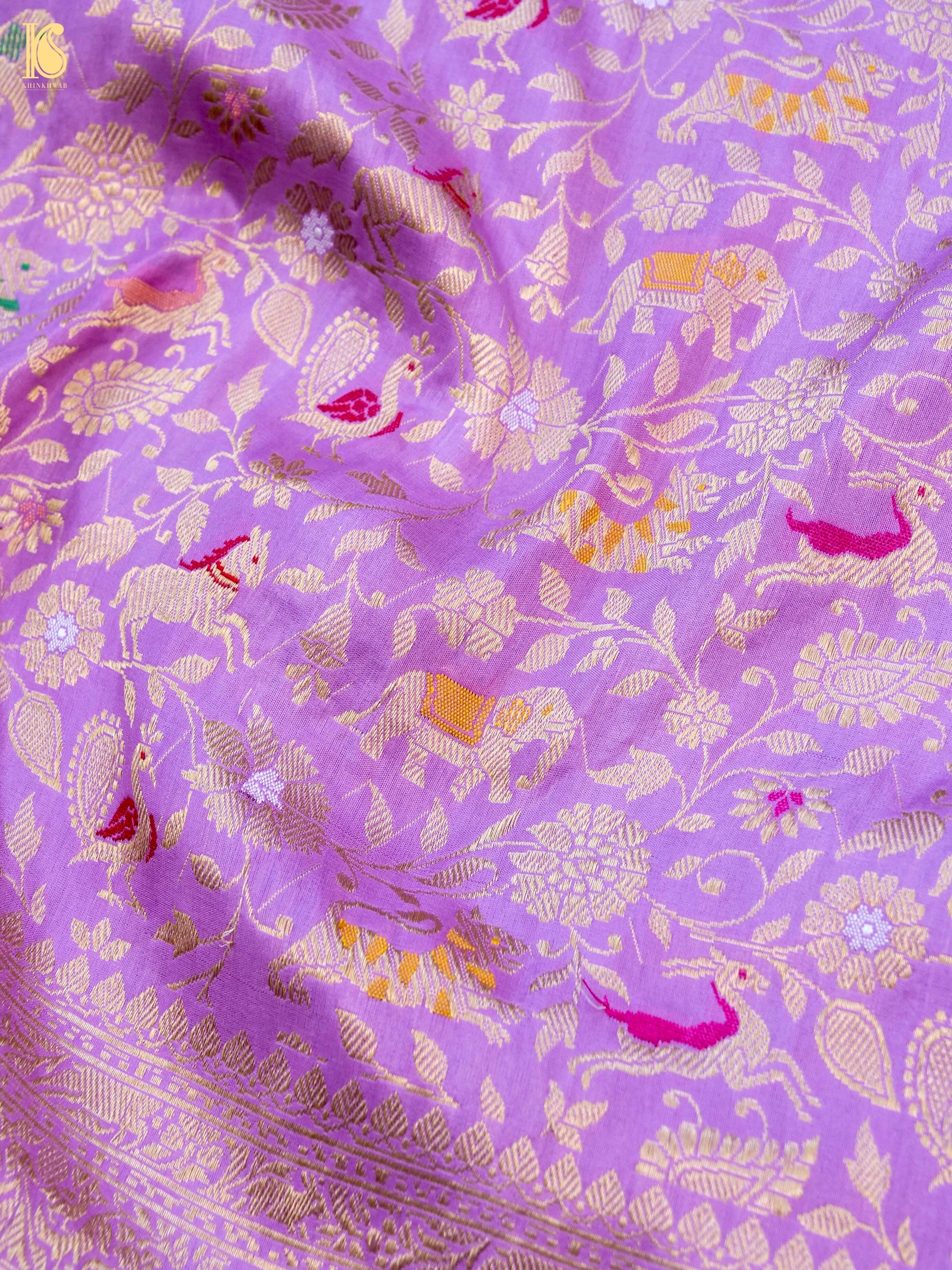Handwoven Katan Silk Banarasi Shikargah Saree