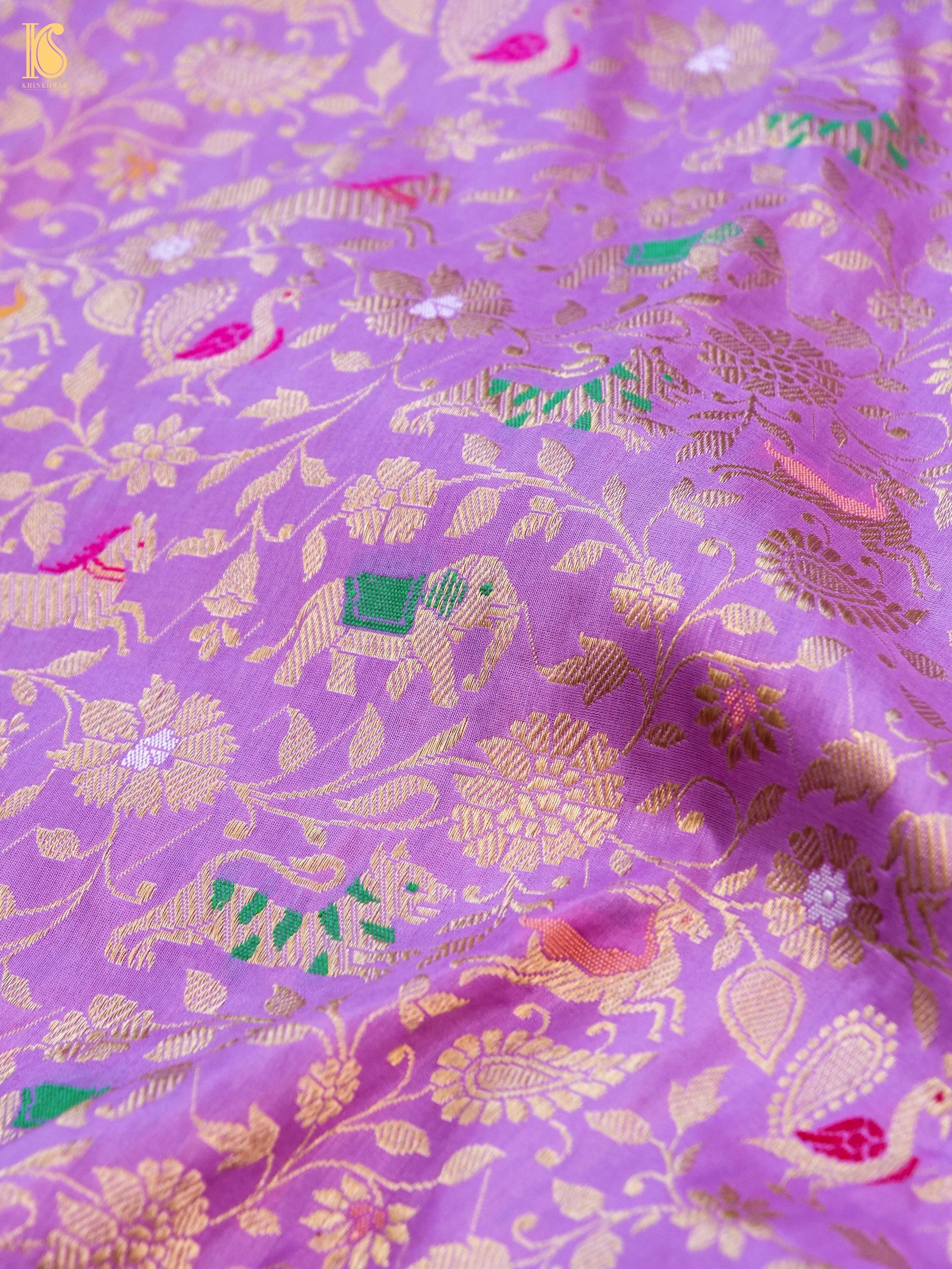 Handwoven Katan Silk Banarasi Shikargah Saree