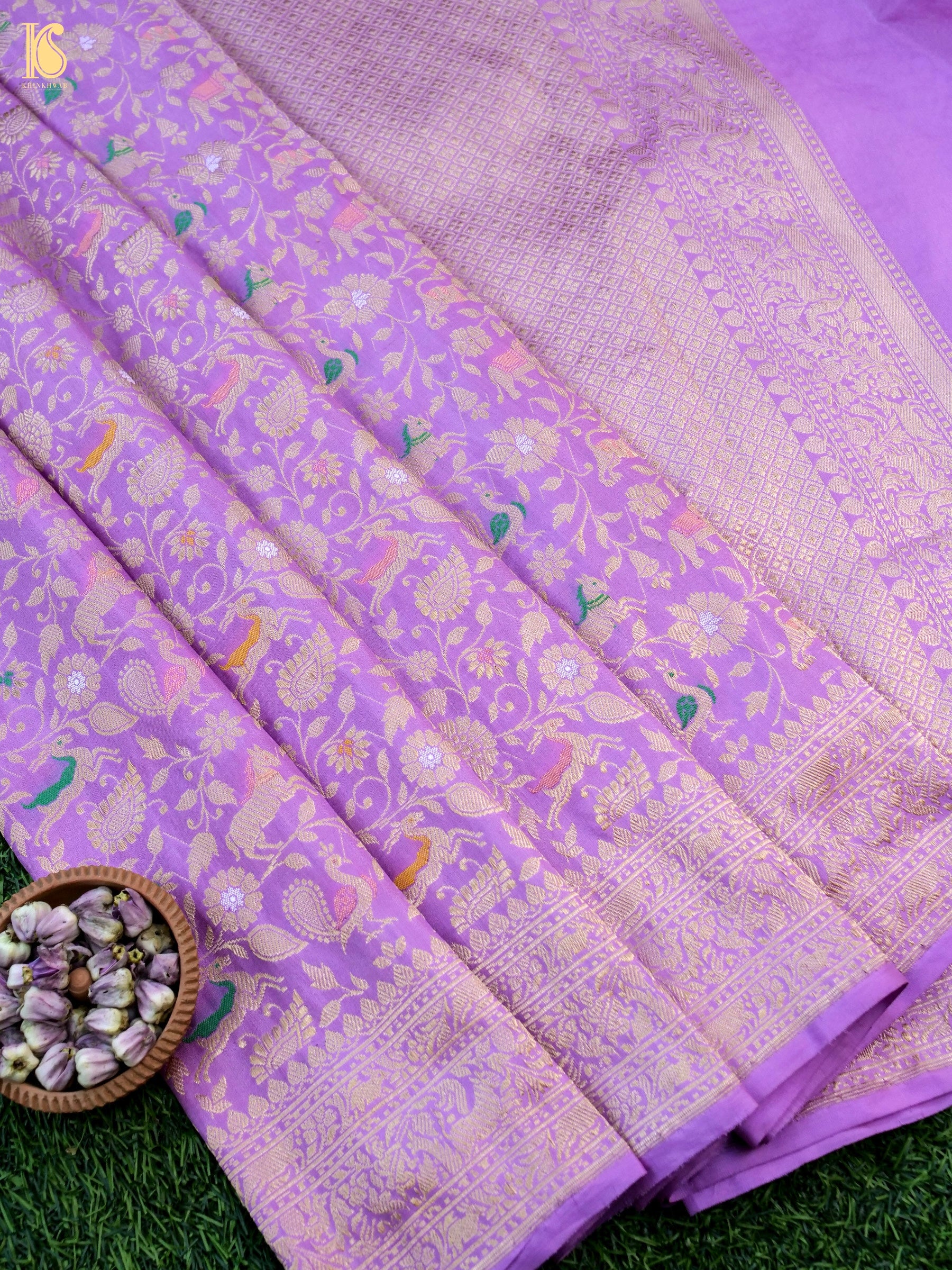 Handwoven Katan Silk Banarasi Shikargah Saree