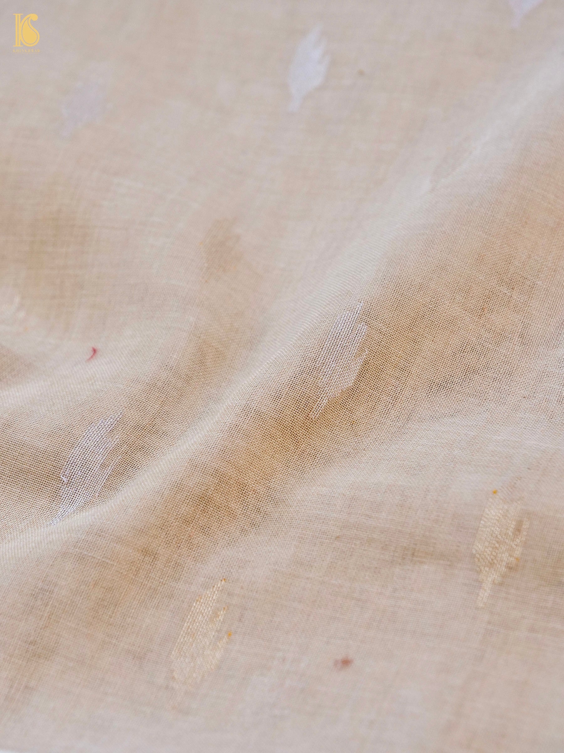 Handloom Banarasi Real Siver Zari Cotton Jamdani Saree