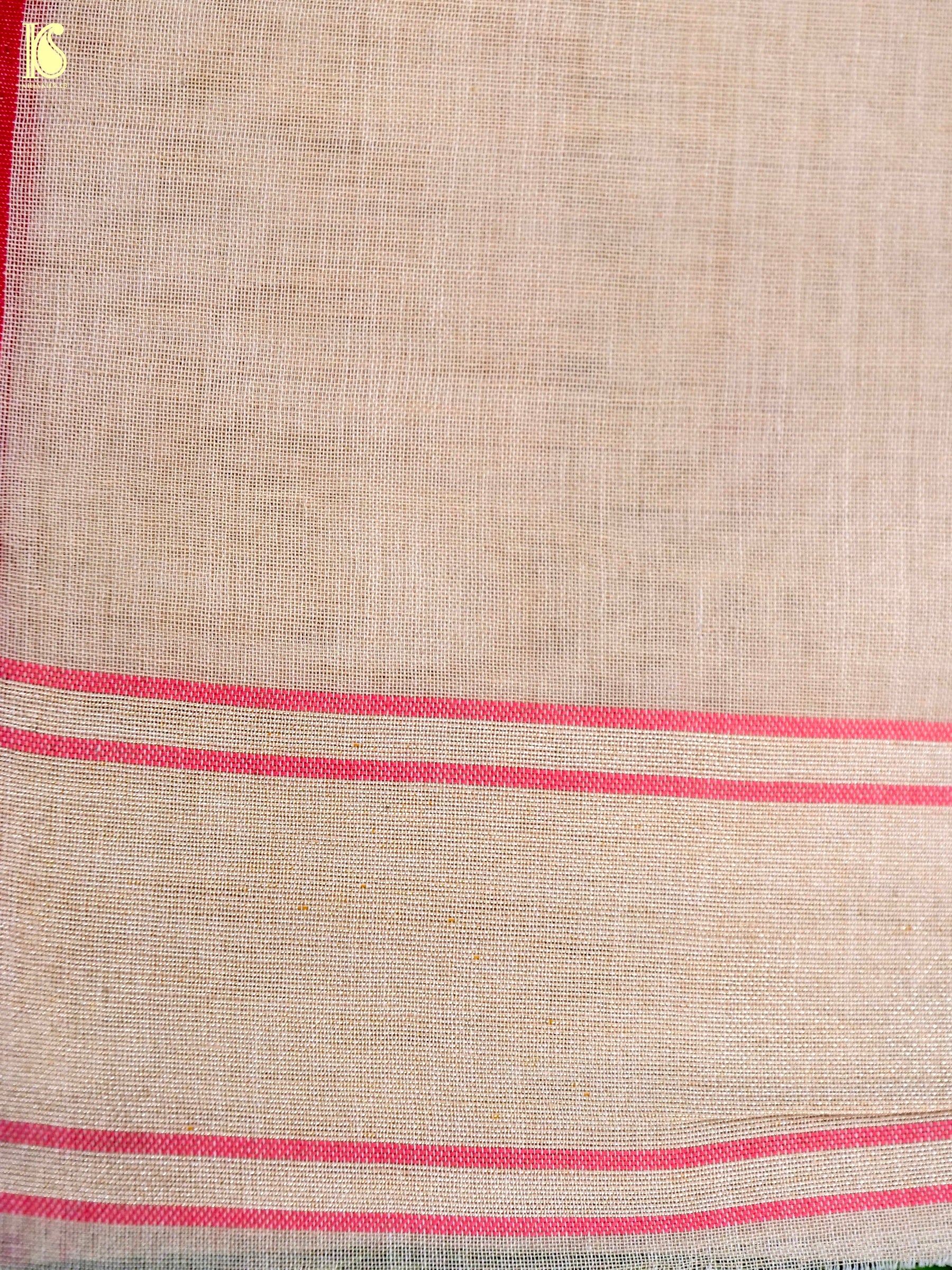 Handloom Banarasi Real Siver Zari Cotton Jamdani Saree