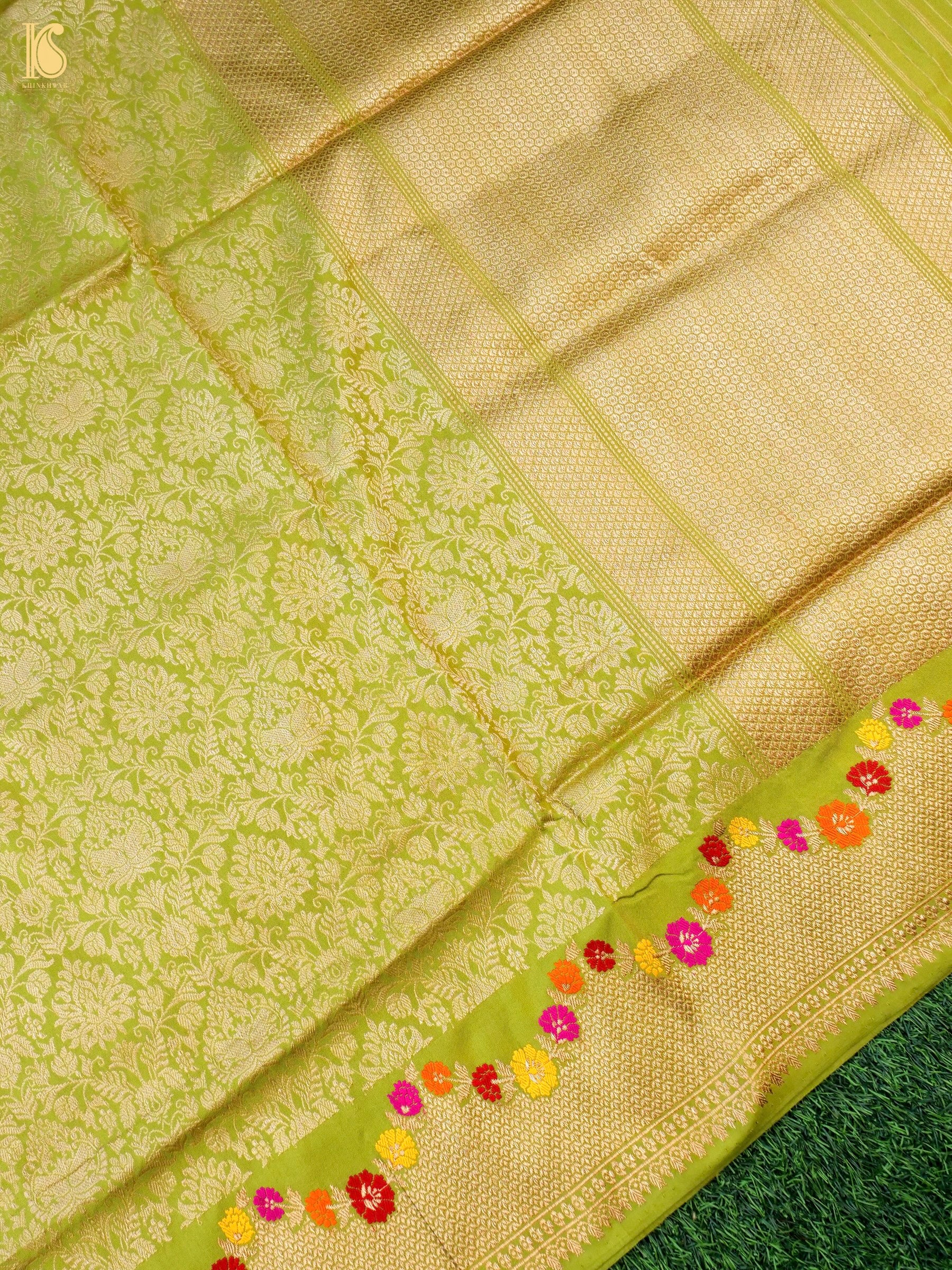 Handloom Banarasi Silk Zari Tanchoi Ektara Mina Saree