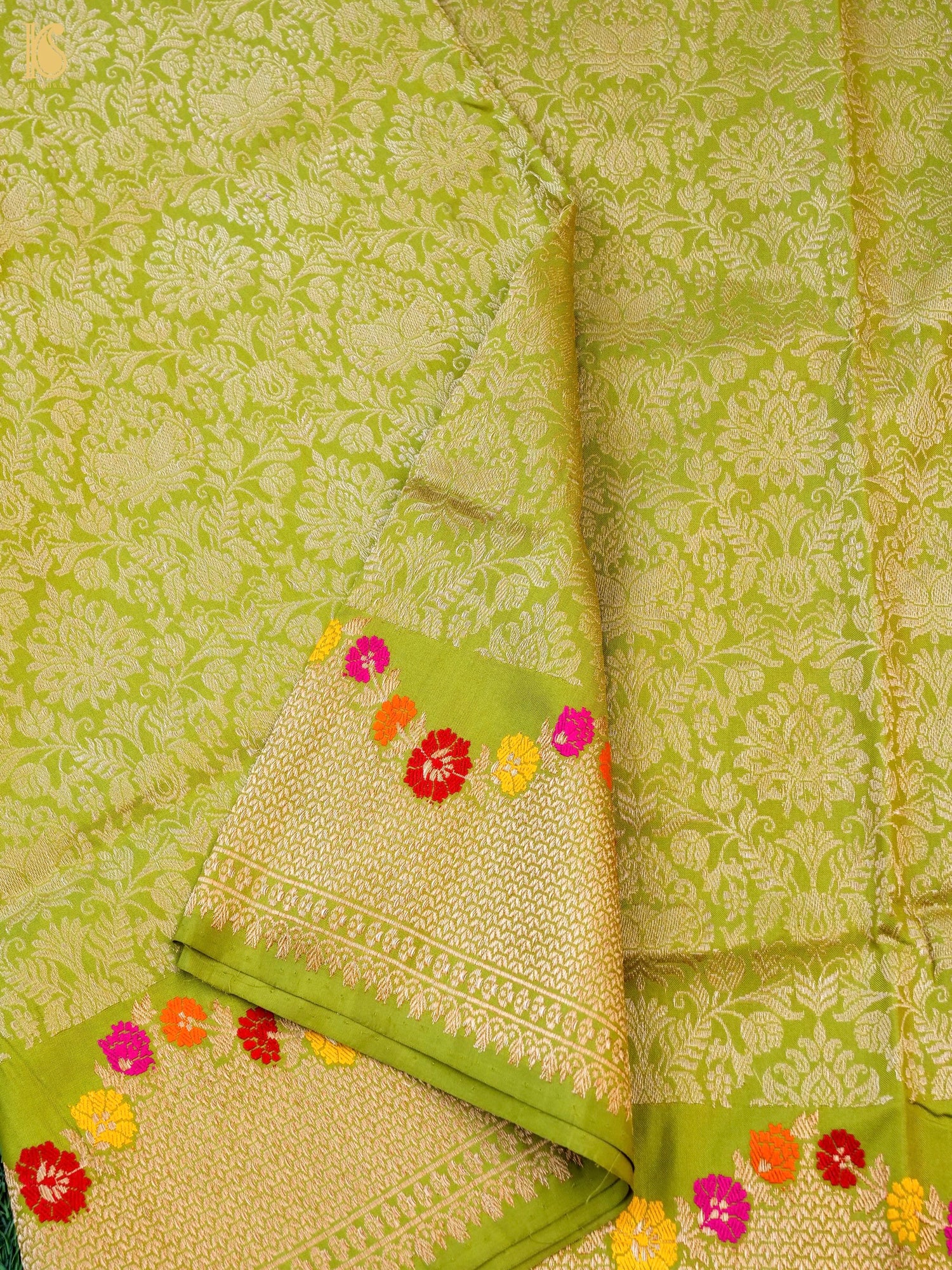 Handloom Banarasi Silk Zari Tanchoi Ektara Mina Saree