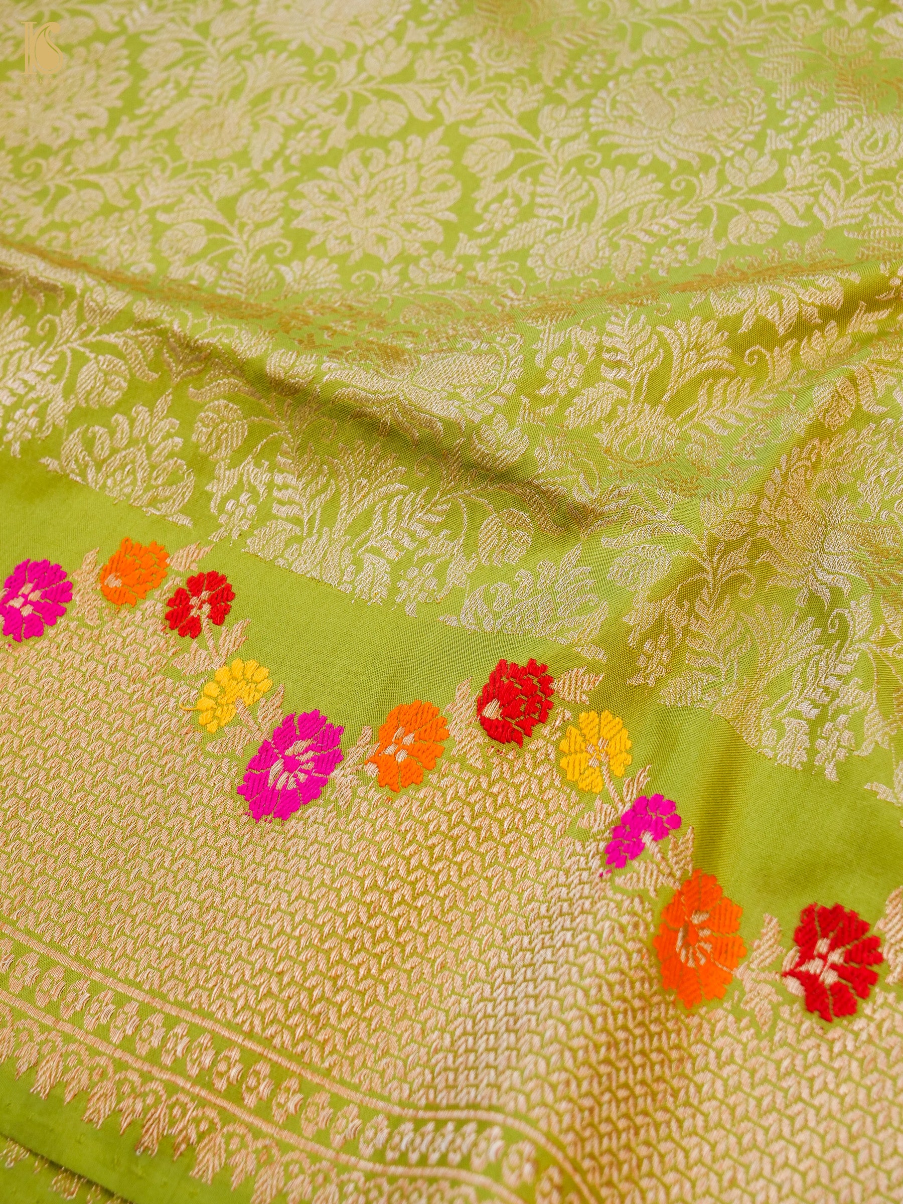 Handloom Banarasi Silk Zari Tanchoi Ektara Mina Saree